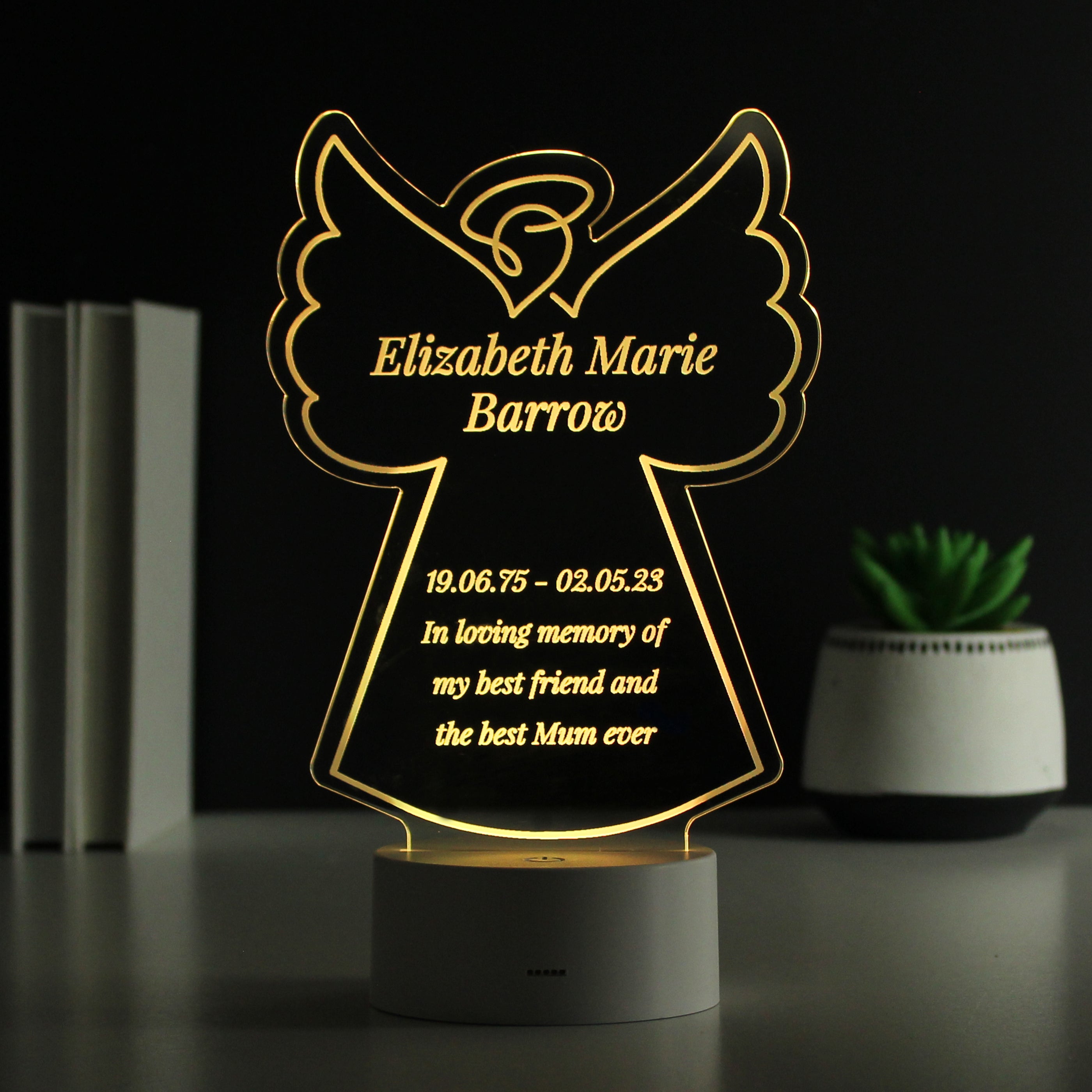 Personalised Free Text Angel Memorial Colour Changing LED Light - gift & personalise