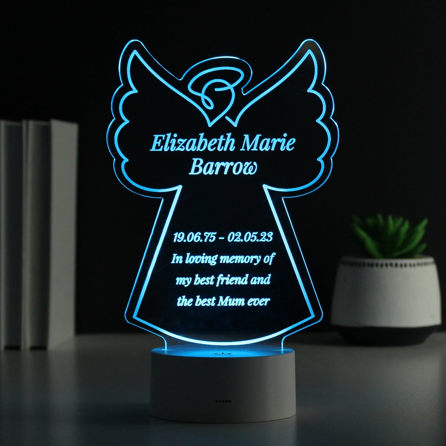 Personalised Free Text Angel Memorial Colour Changing LED Light - gift & personalise