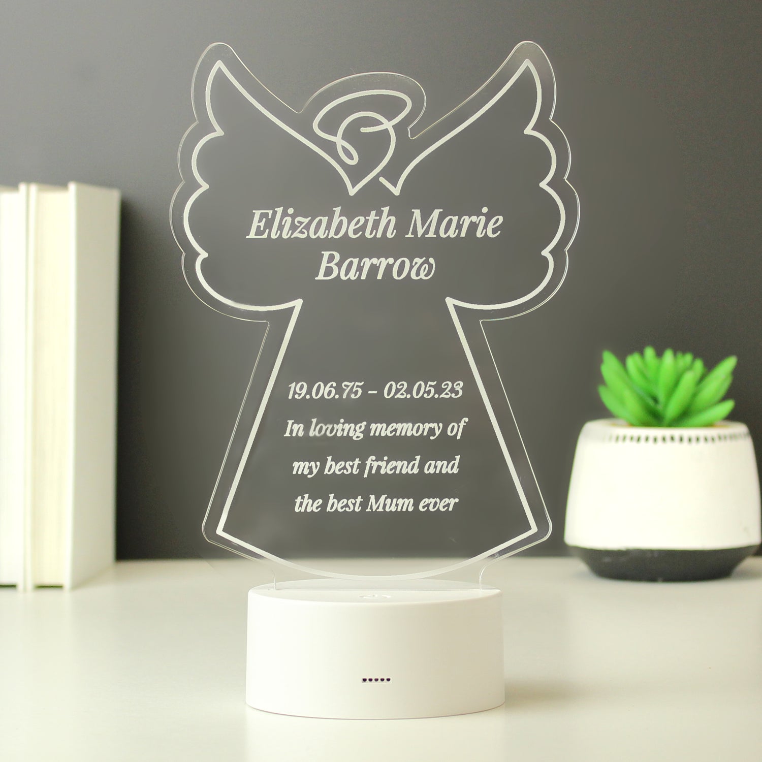 Personalised Free Text Angel Memorial Colour Changing LED Light - gift & personalise