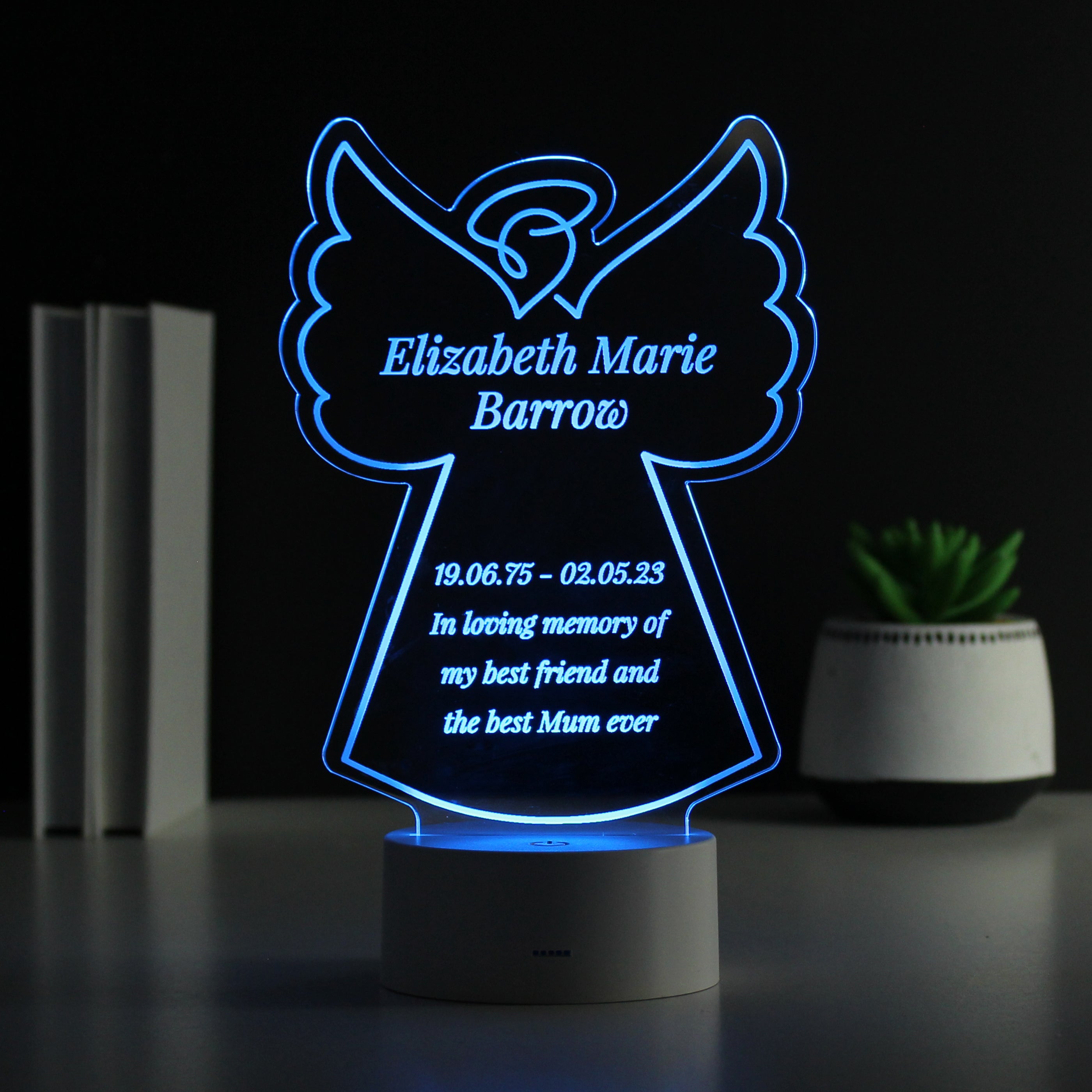 Personalised Free Text Angel Memorial Colour Changing LED Light - gift & personalise