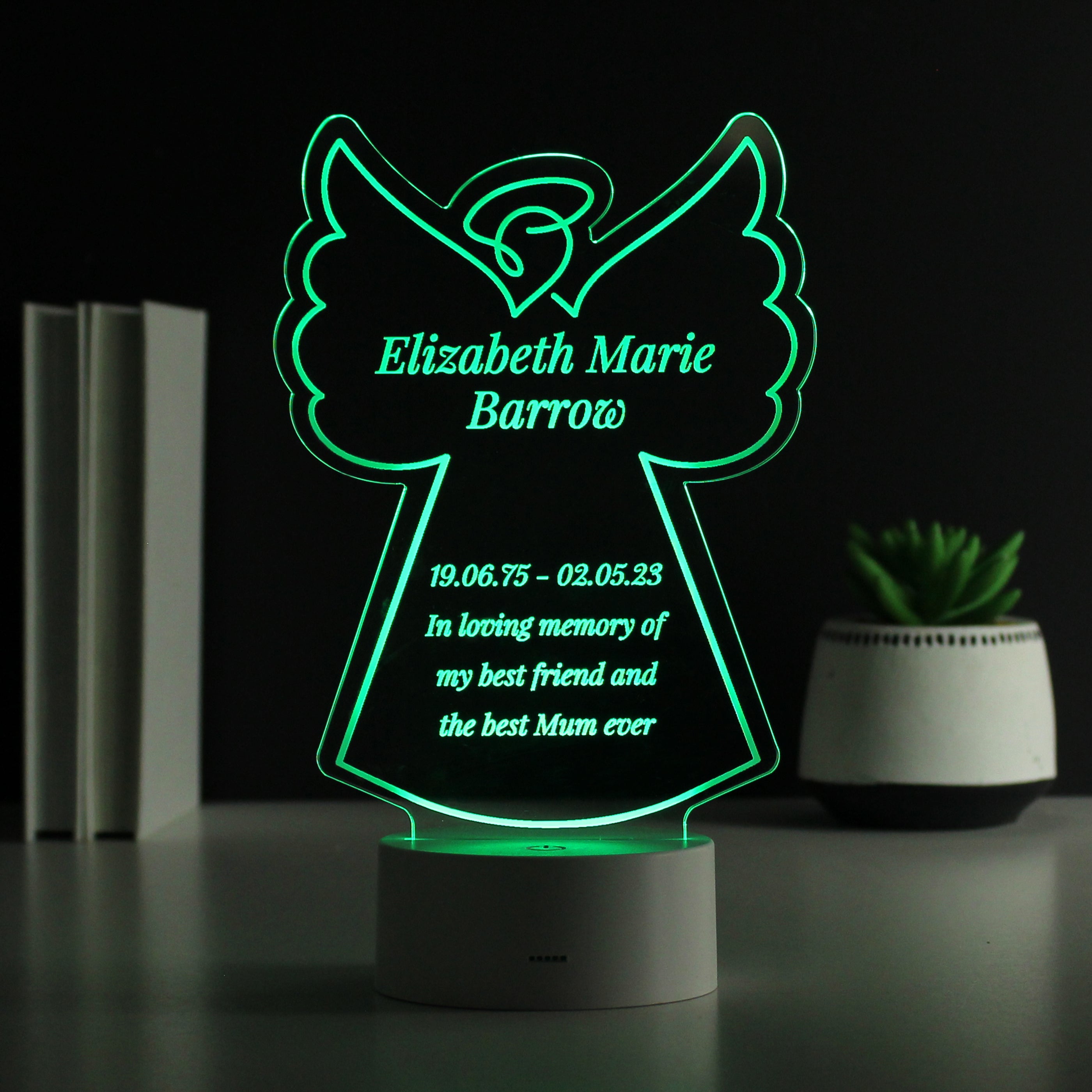 Personalised Free Text Angel Memorial Colour Changing LED Light - gift & personalise