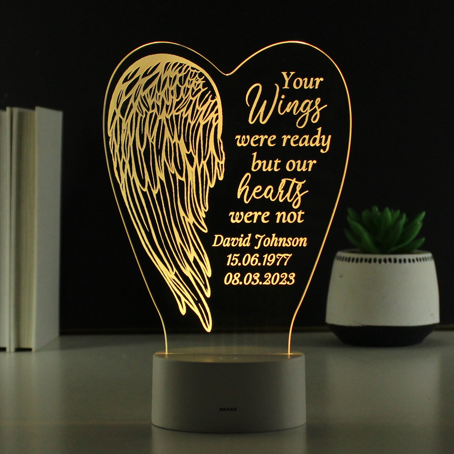 Personalised Angel Wings Memorial Colour Changing LED Light - gift & personalise