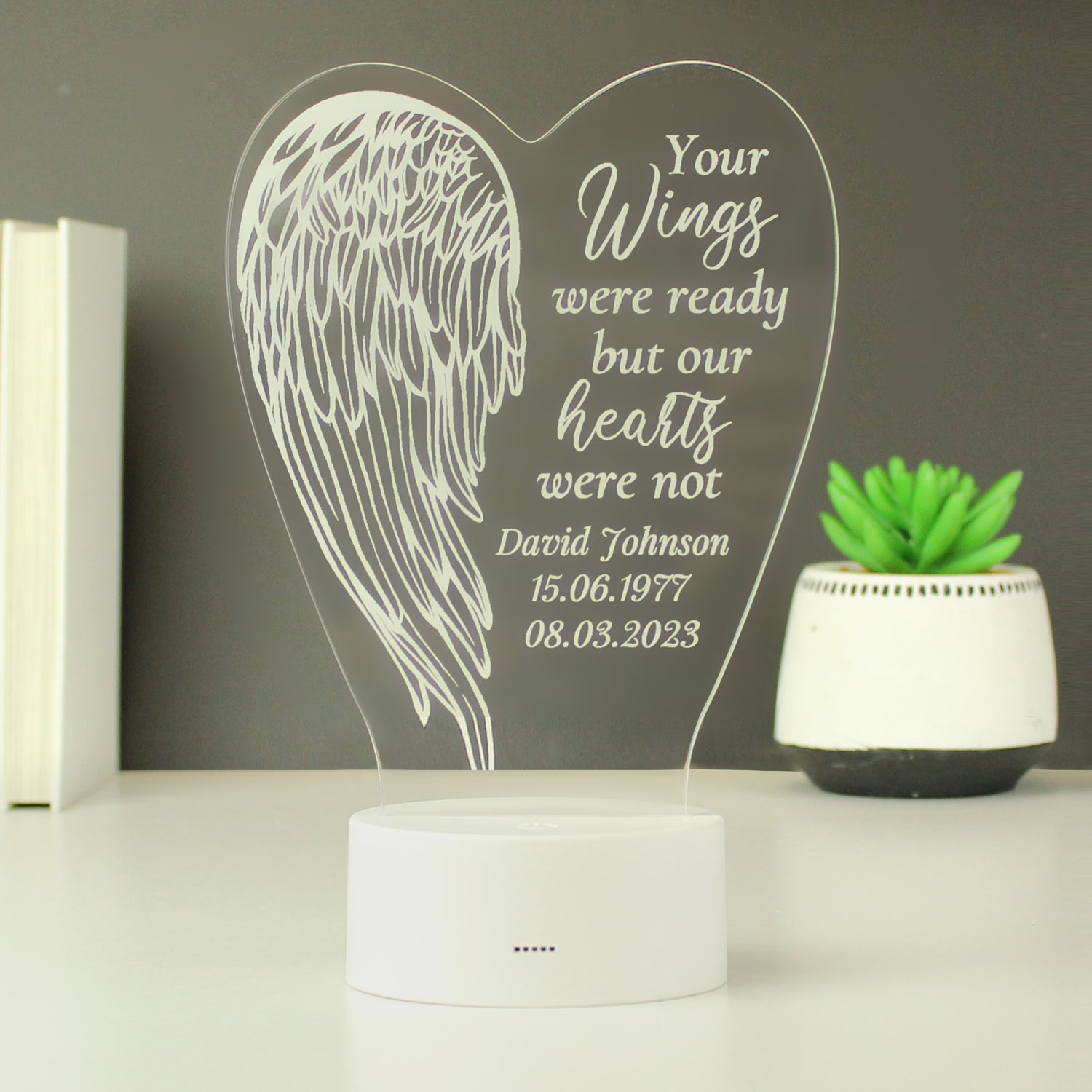 Personalised Angel Wings Memorial Colour Changing LED Light - gift & personalise