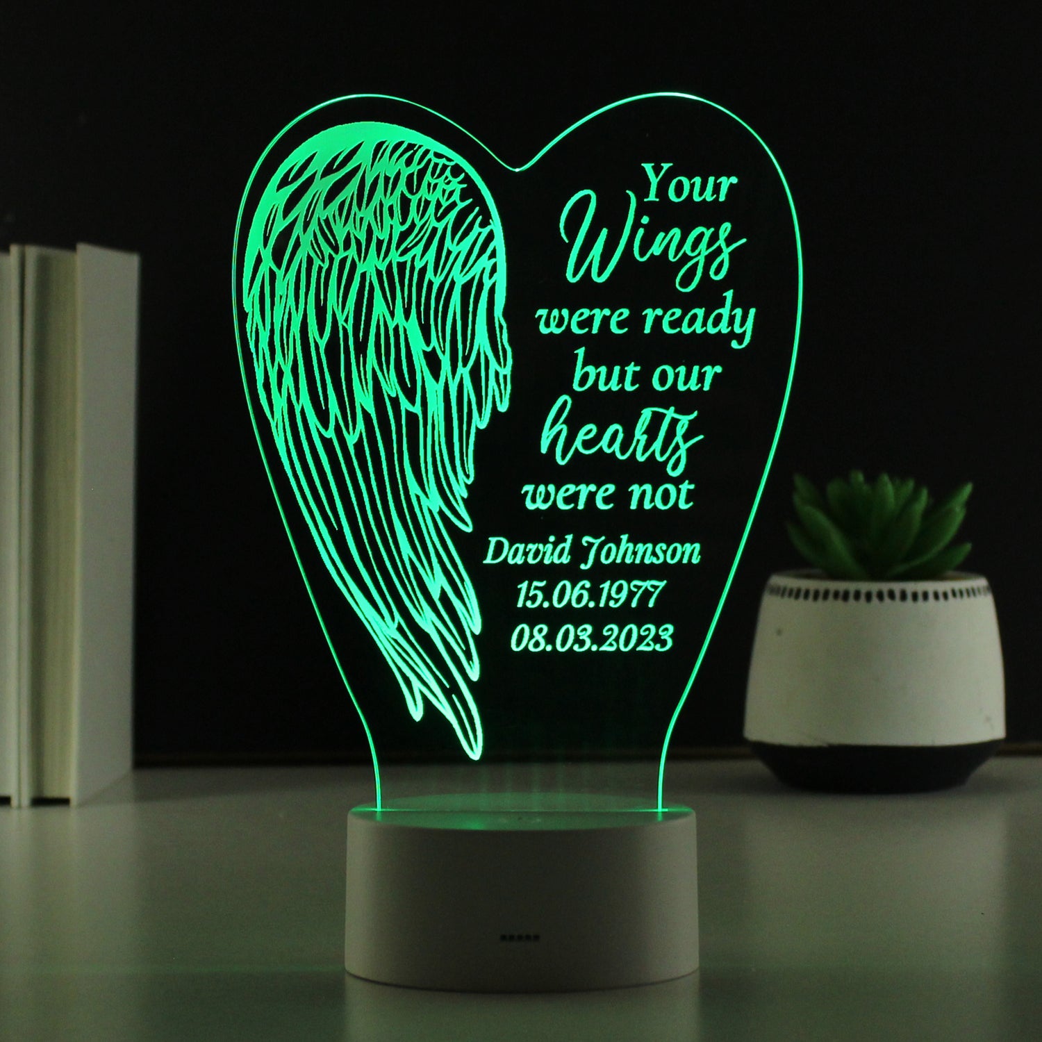 Personalised Angel Wings Memorial Colour Changing LED Light - gift & personalise