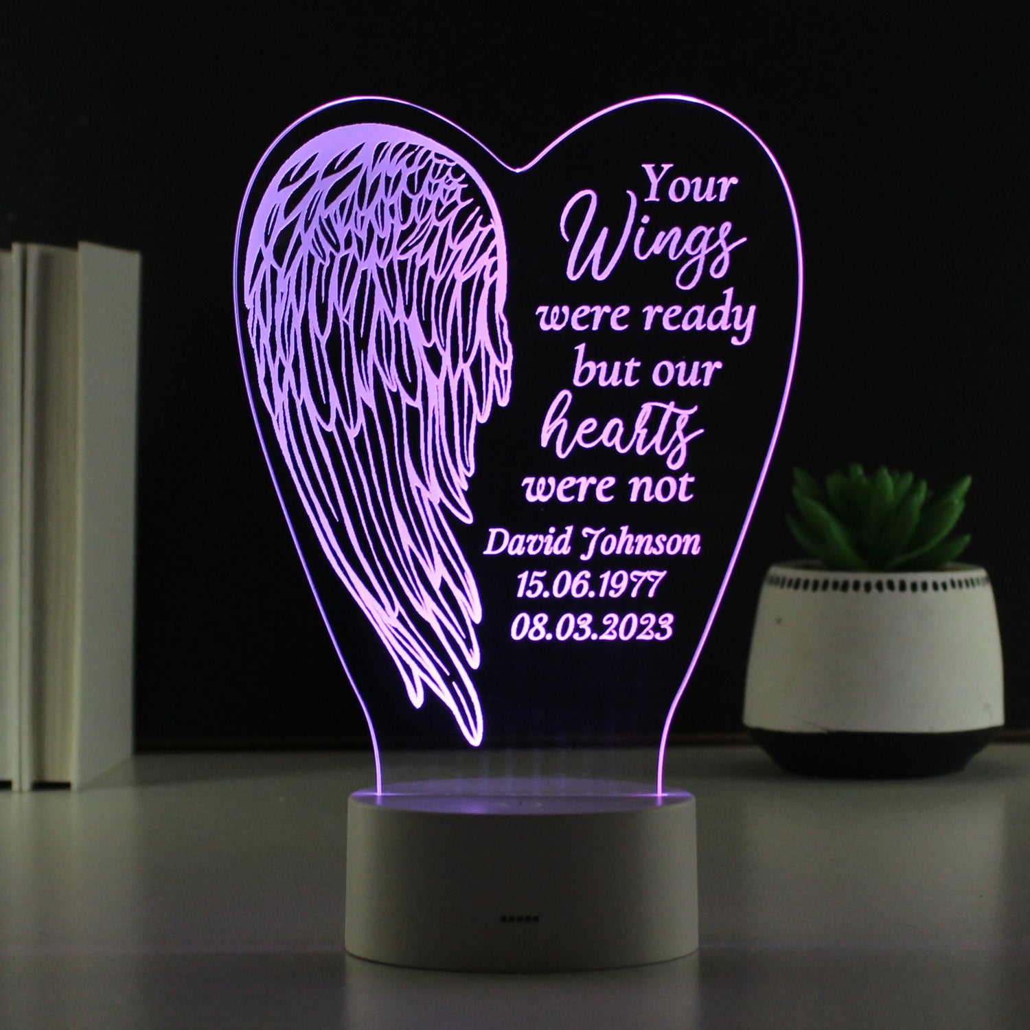 Personalised Angel Wings Memorial Colour Changing LED Light - gift & personalise