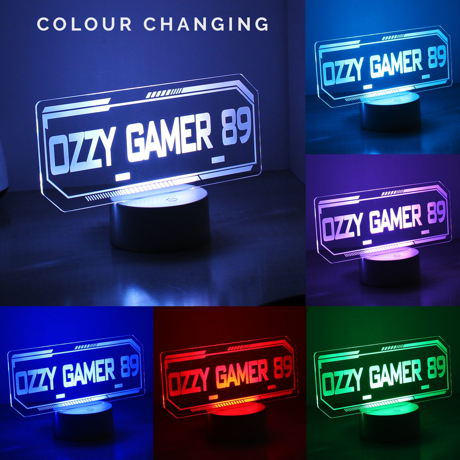 Personalised Gamer Tag LED Colour Changing Night Light - gift & personalise