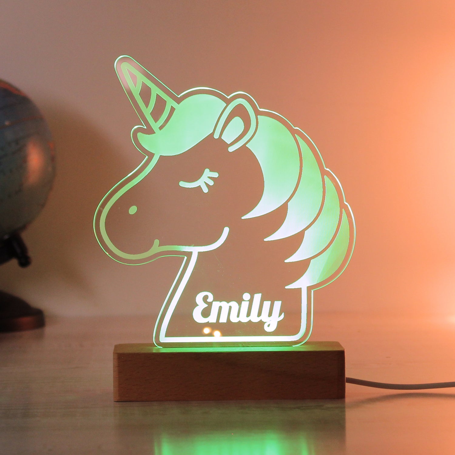 Personalised Unicorn Wooden Based LED Light