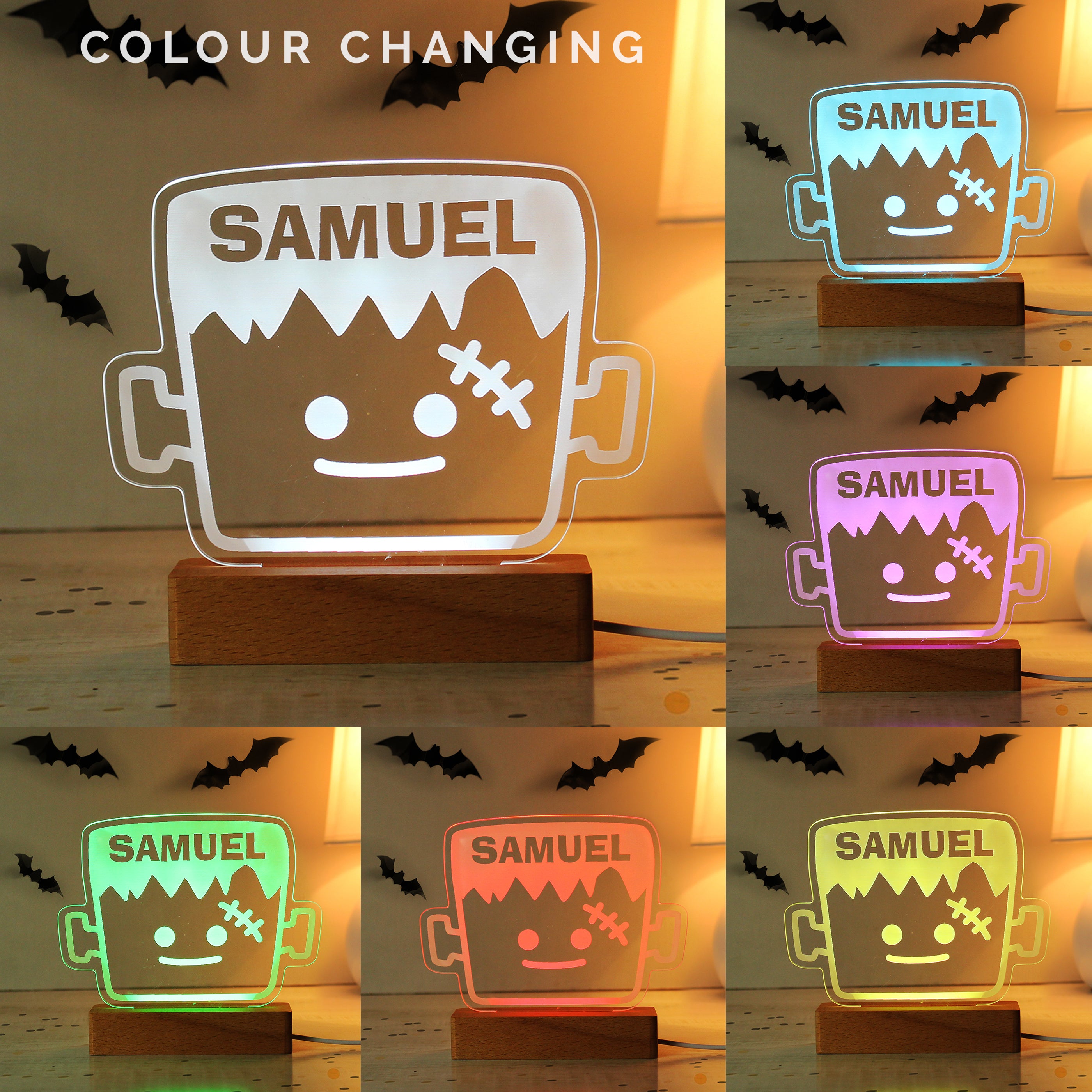 Personalised Frankenstein Wooden LED Light - gift & personalise