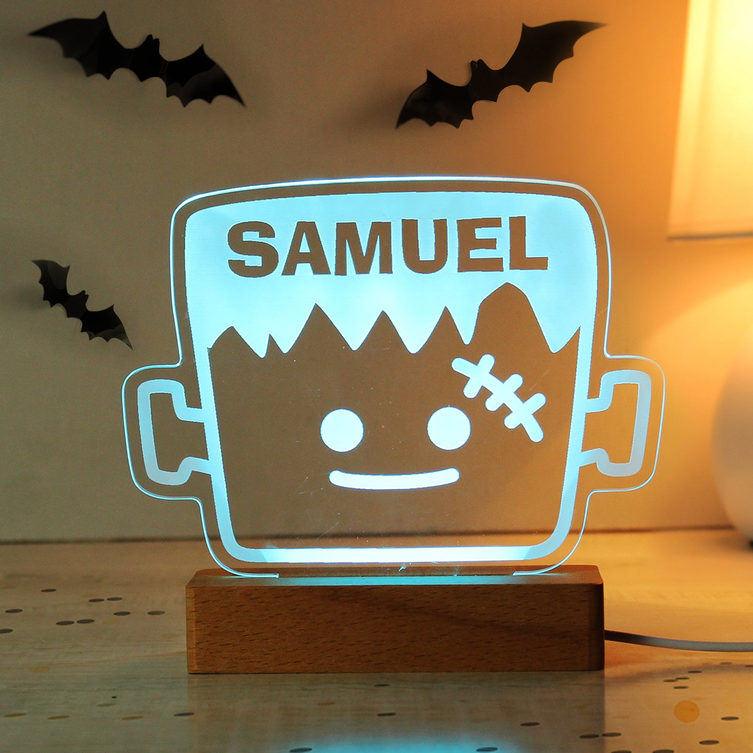 Personalised Frankenstein Wooden LED Light - gift & personalise