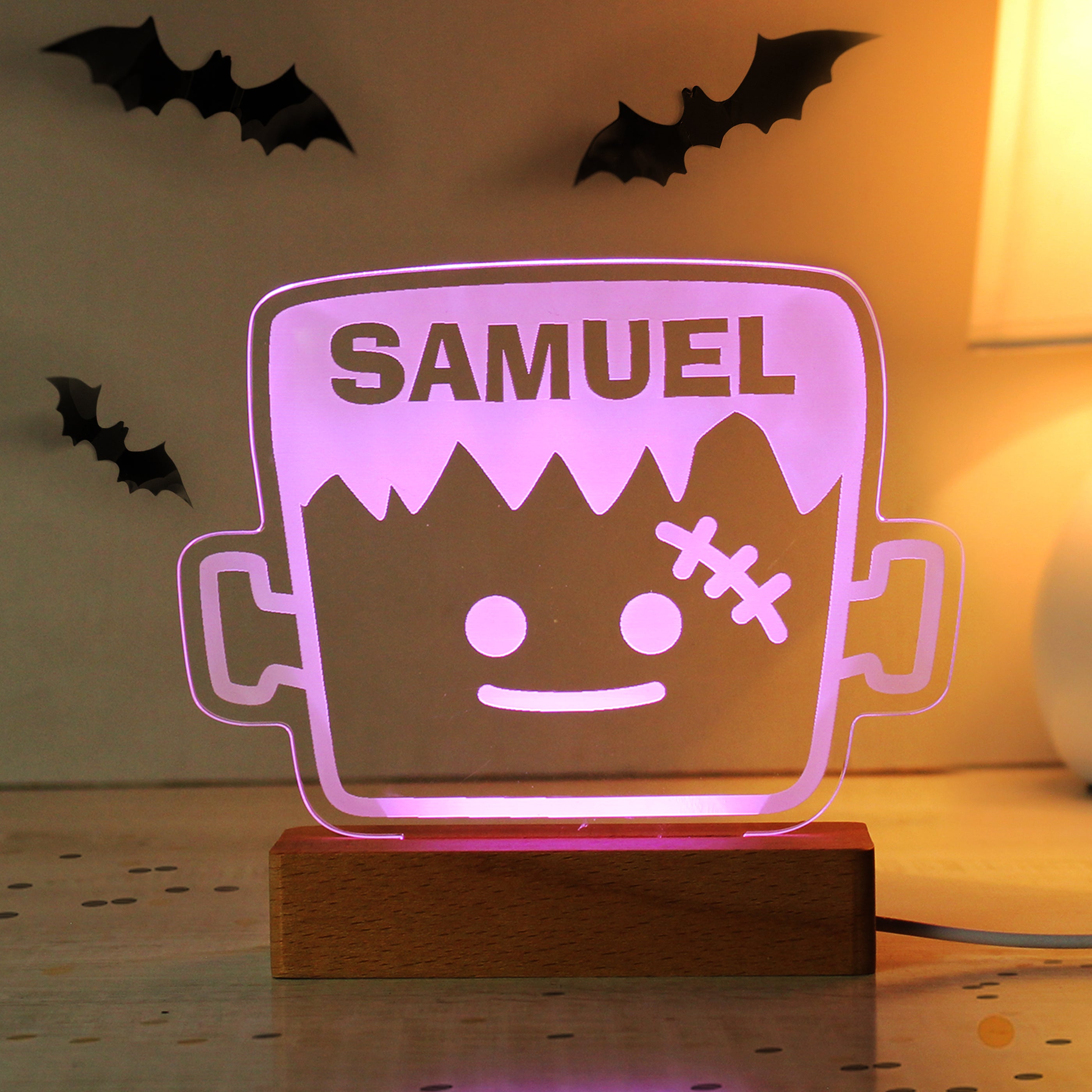 Personalised Frankenstein Wooden LED Light - gift & personalise