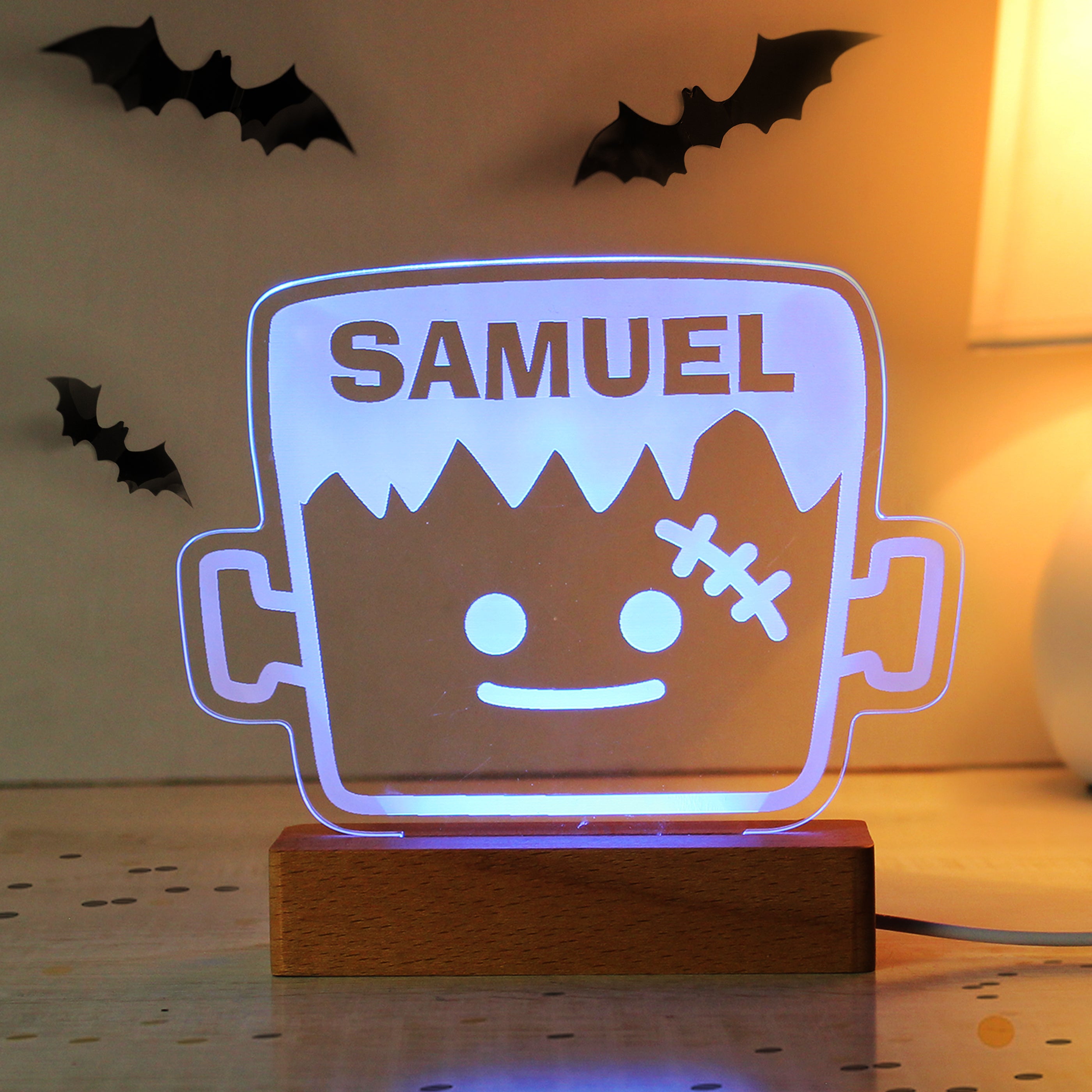 Personalised Frankenstein Wooden LED Light - gift & personalise