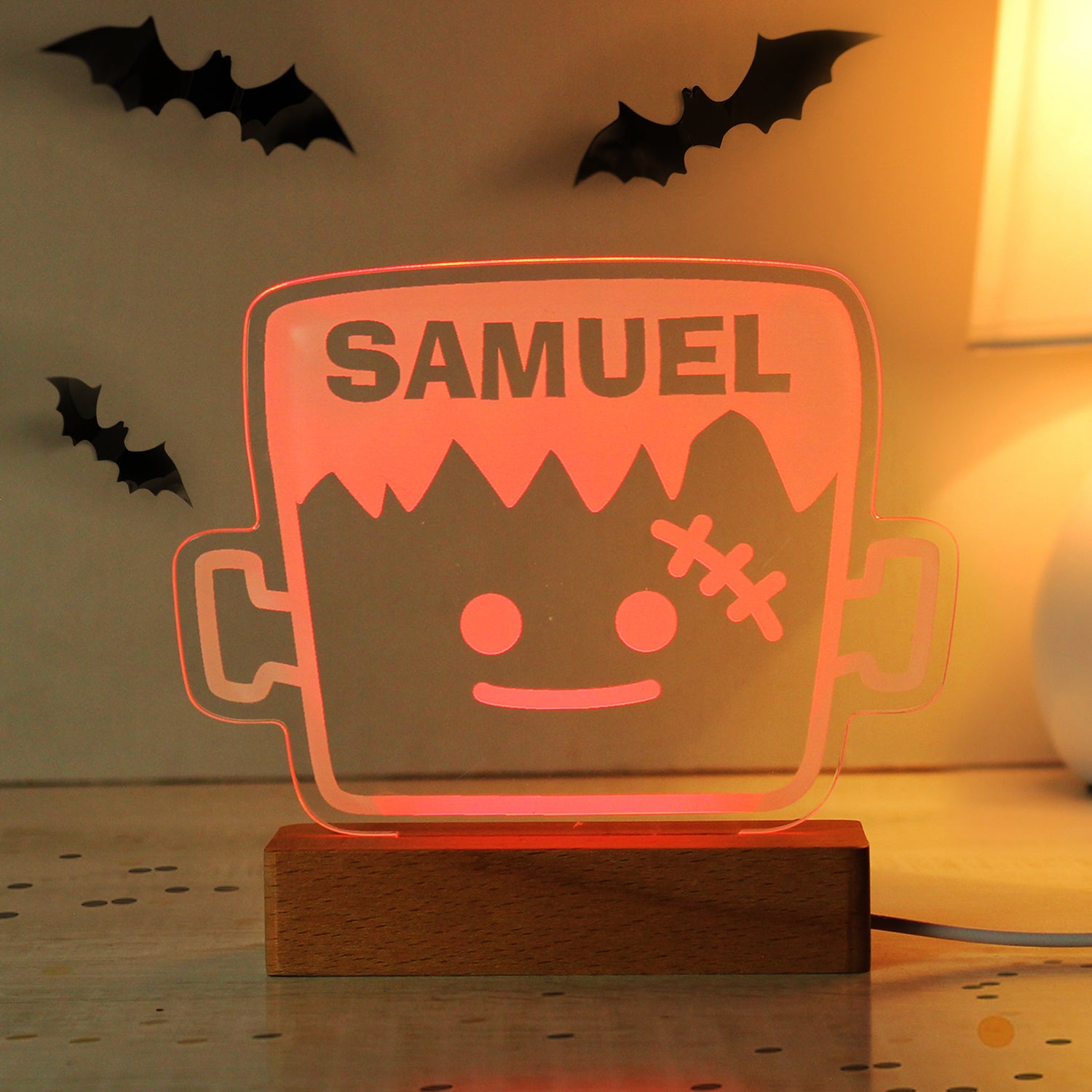 Personalised Frankenstein Wooden LED Light - gift & personalise