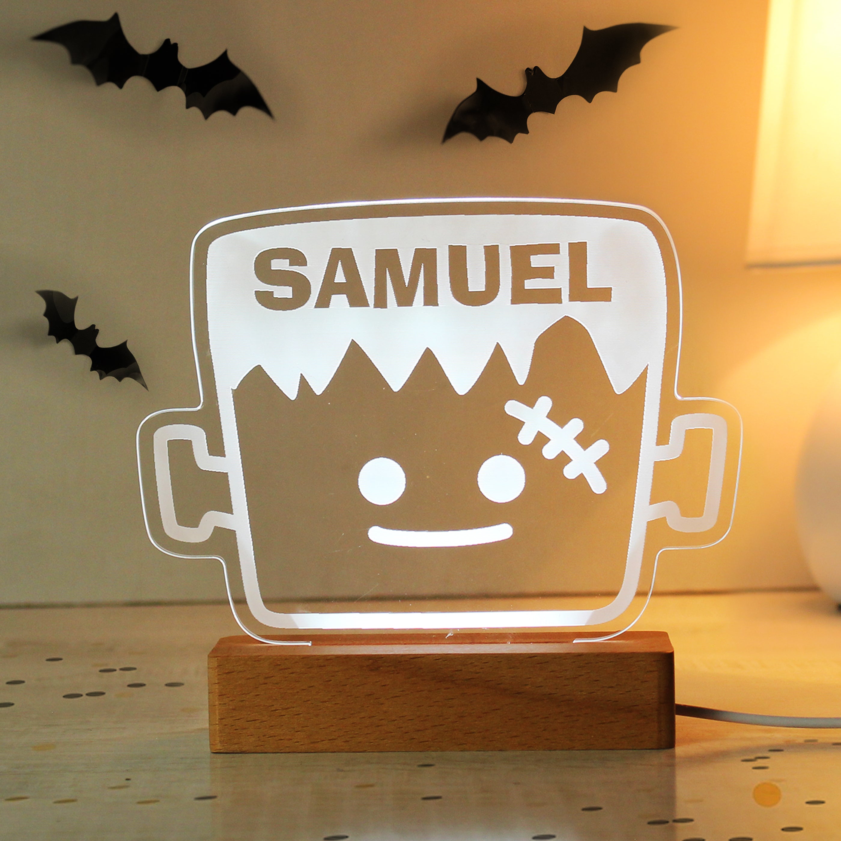 Personalised Frankenstein Wooden LED Light - gift & personalise