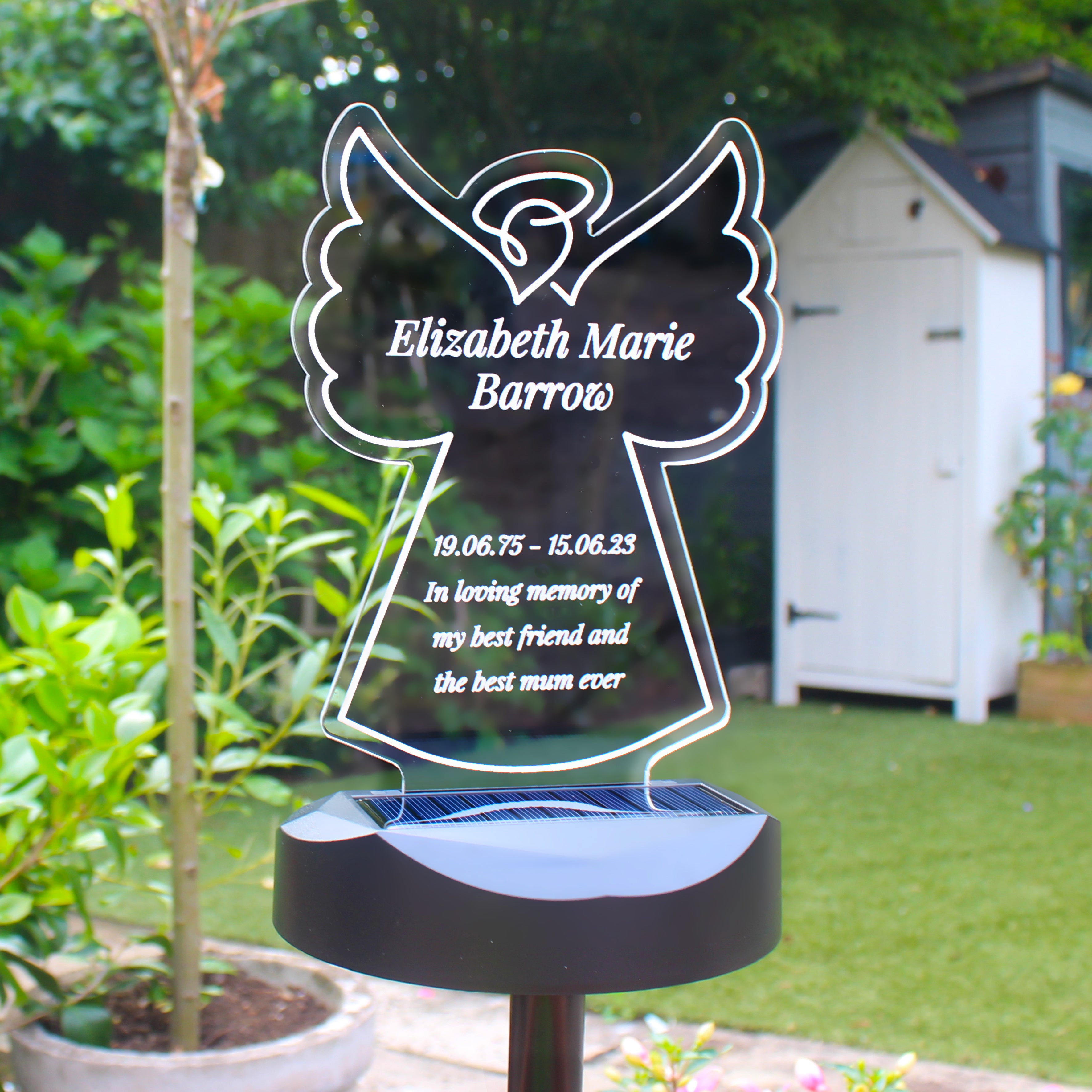 Personalised Angel Memorial Outdoor Solar Light - gift & personalise