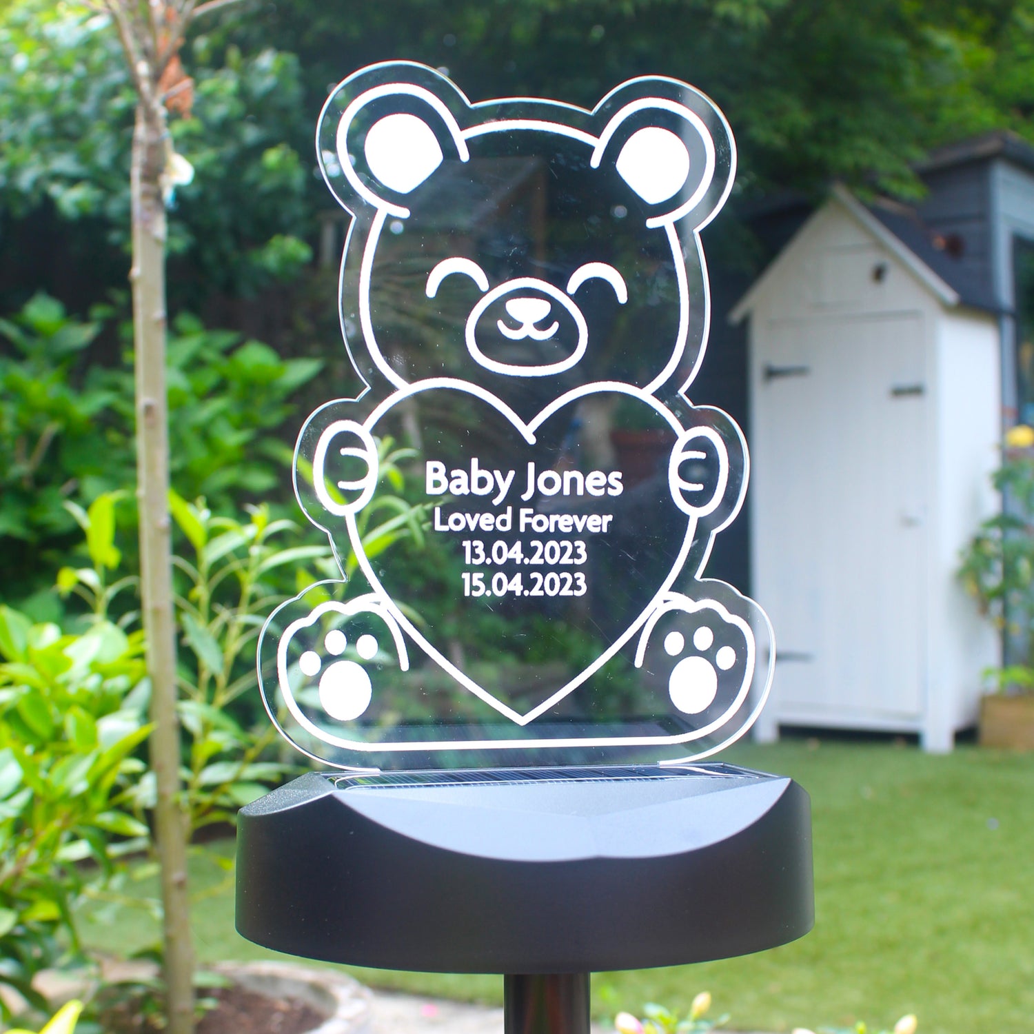 Personalised Bear Memorial Outdoor Solar Light - gift & personalise