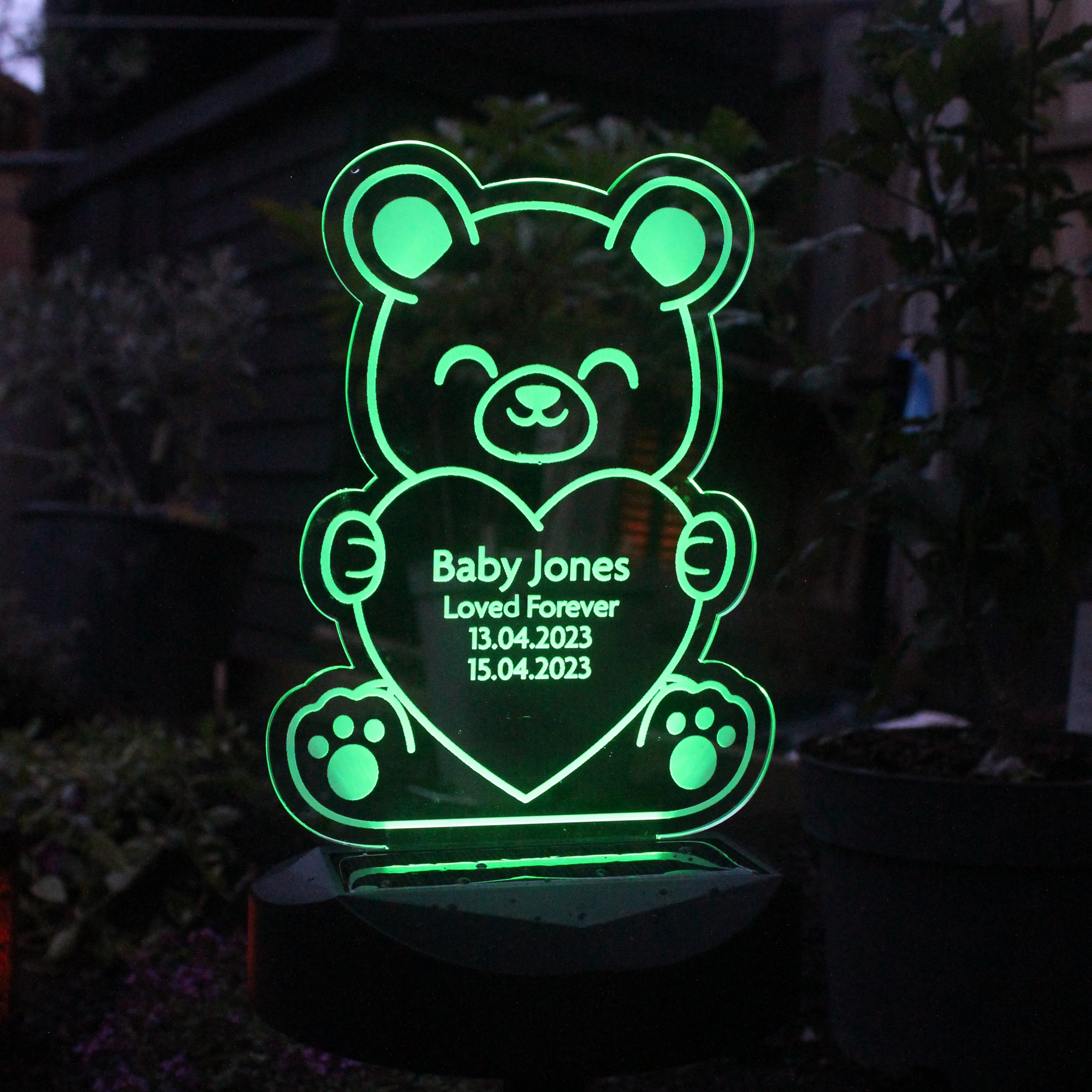 Personalised Bear Memorial Outdoor Solar Light - gift & personalise