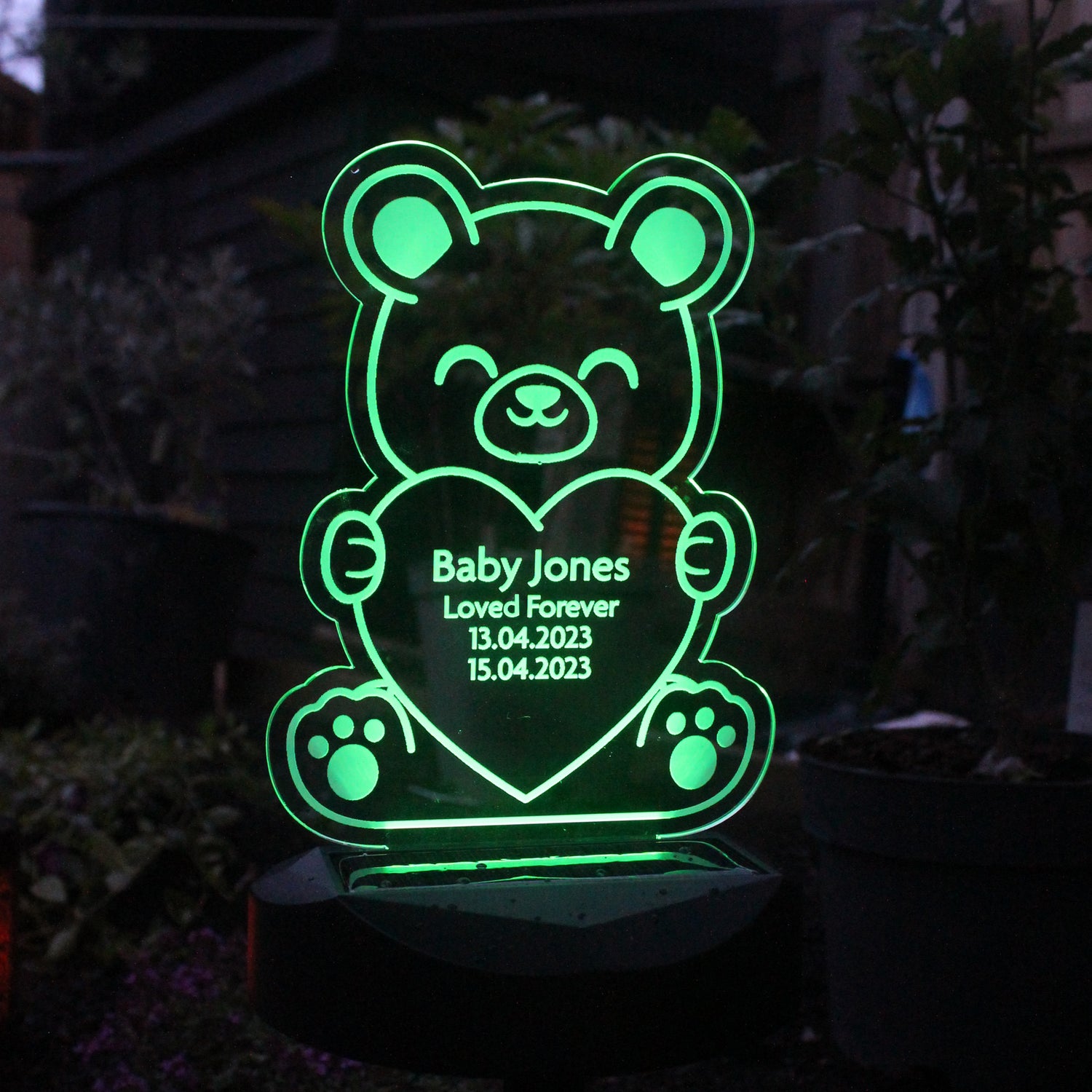 Personalised Bear Memorial Outdoor Solar Light - gift & personalise