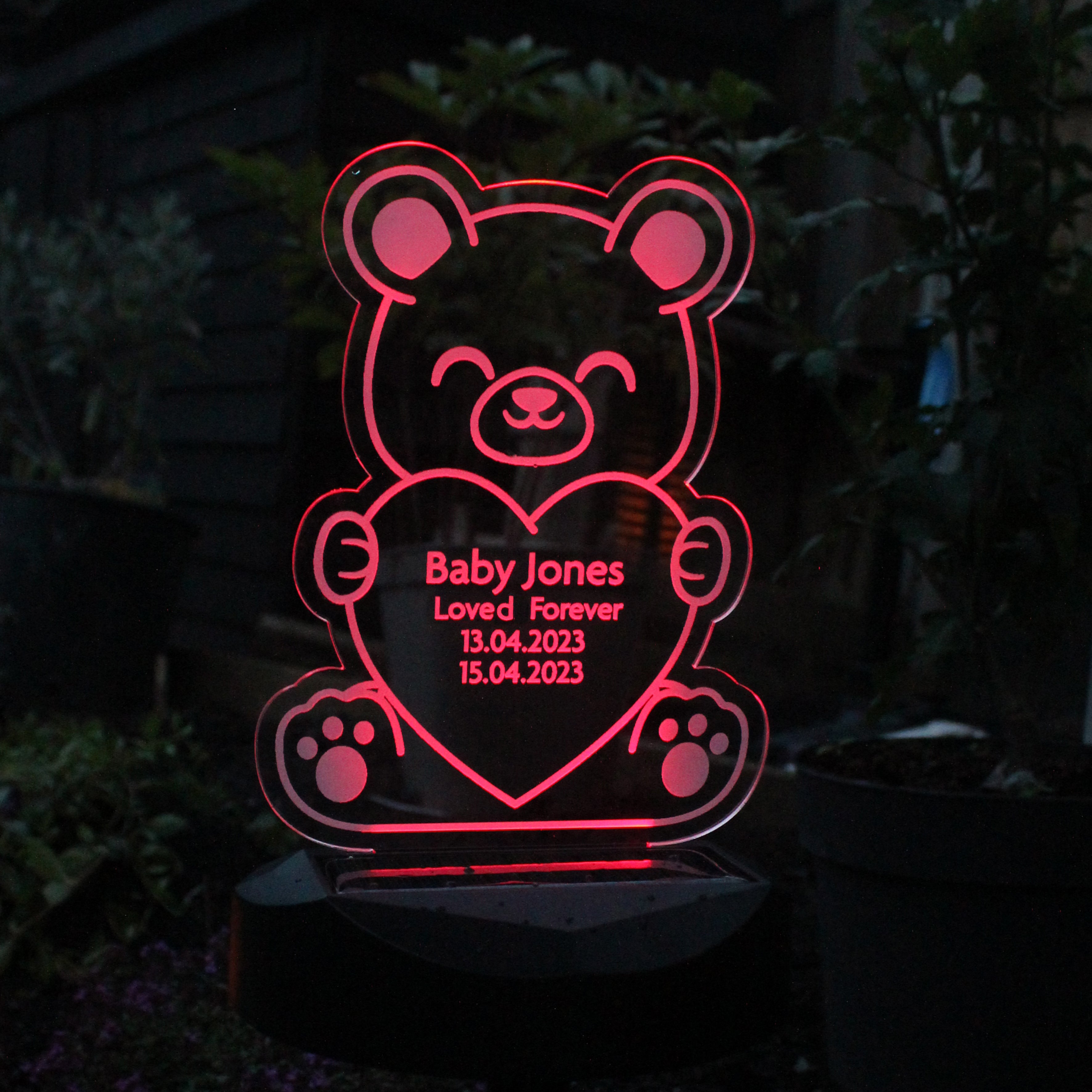 Personalised Bear Memorial Outdoor Solar Light - gift & personalise