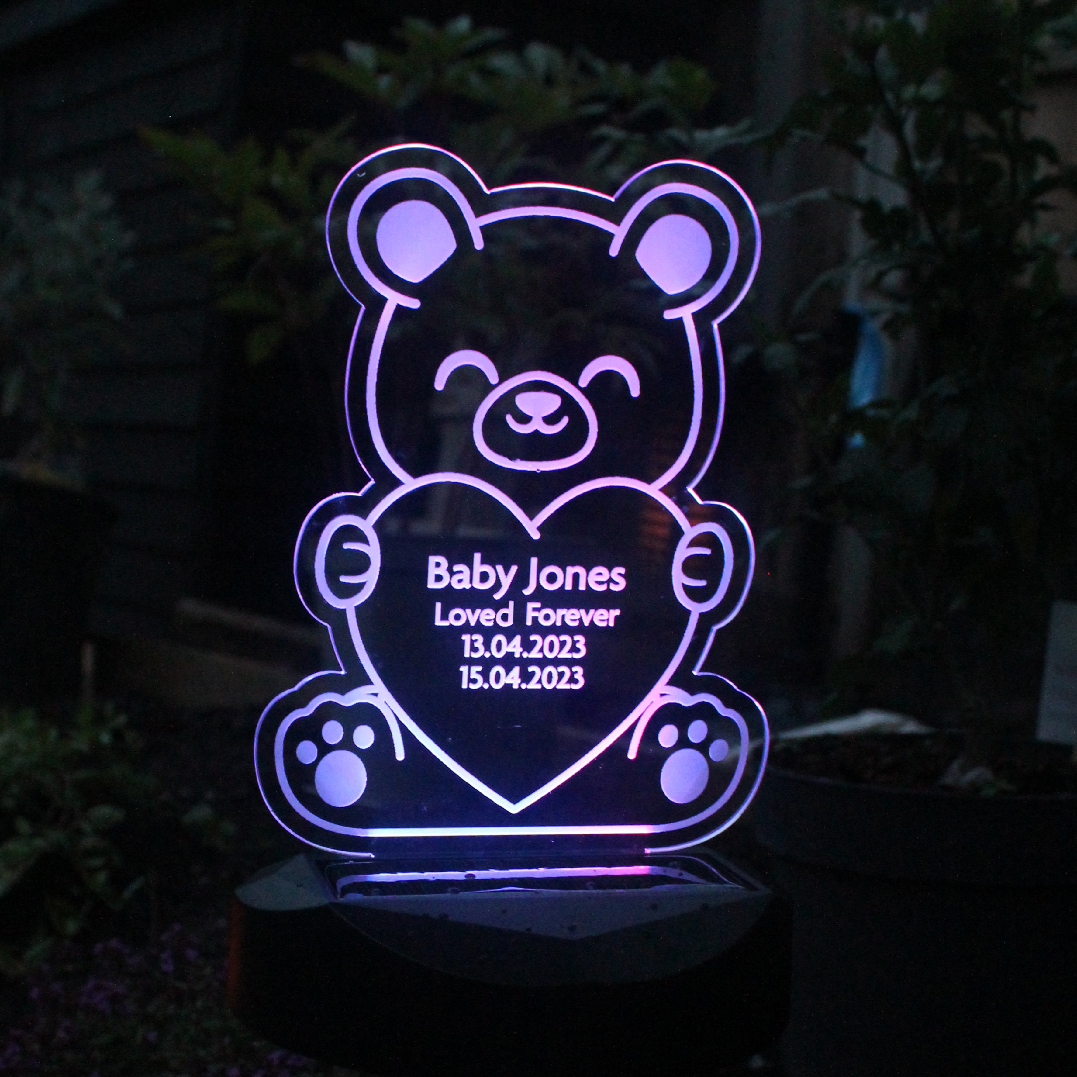 Personalised Bear Memorial Outdoor Solar Light - gift & personalise