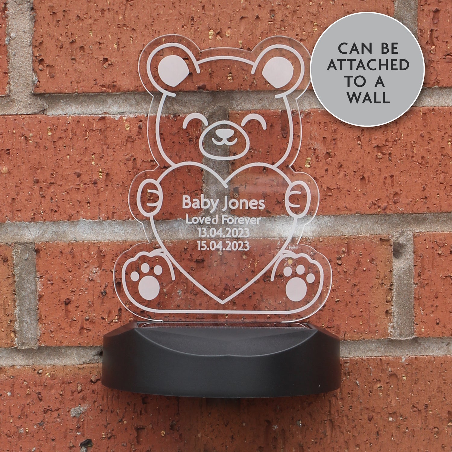 Personalised Bear Memorial Outdoor Solar Light - gift & personalise