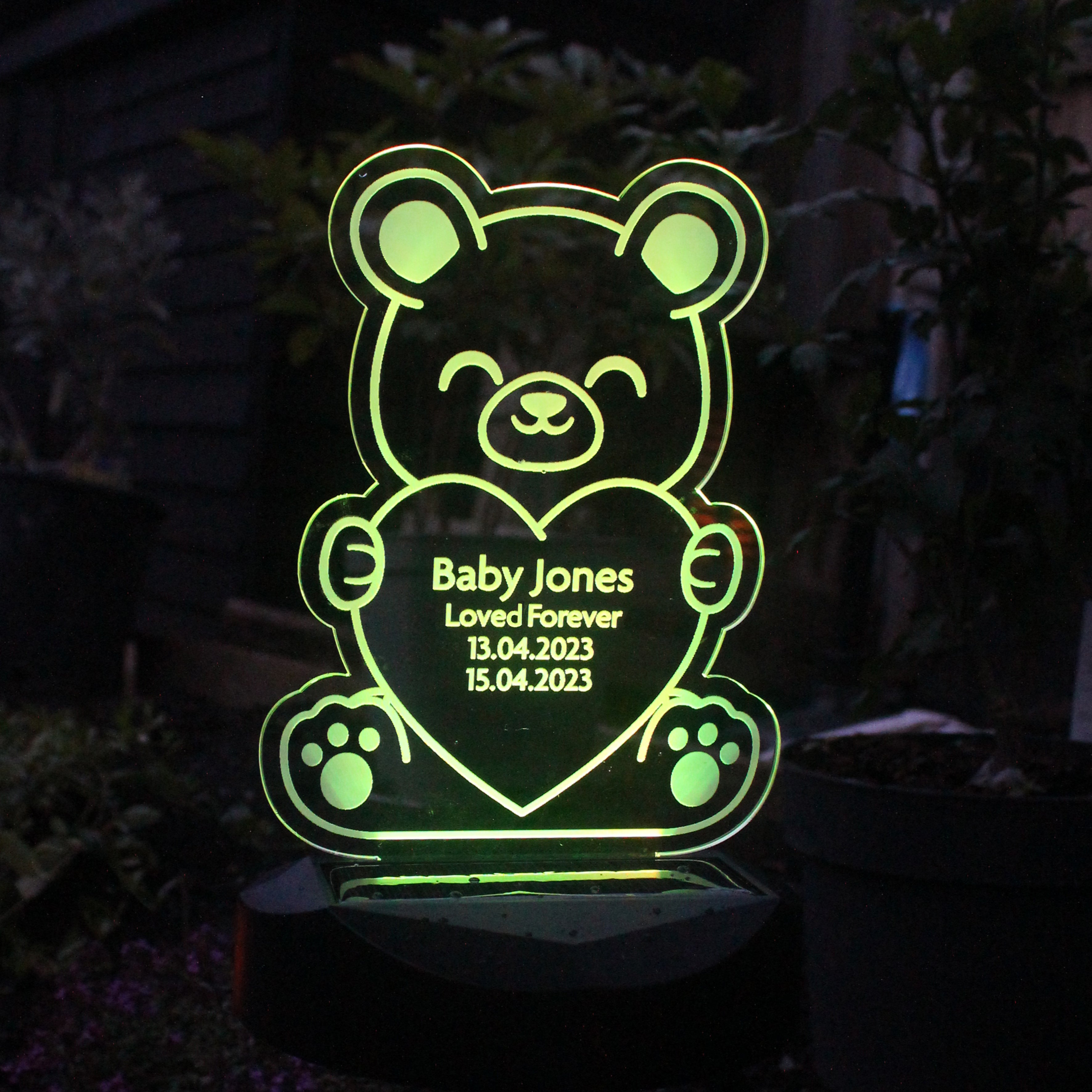 Personalised Bear Memorial Outdoor Solar Light - gift & personalise