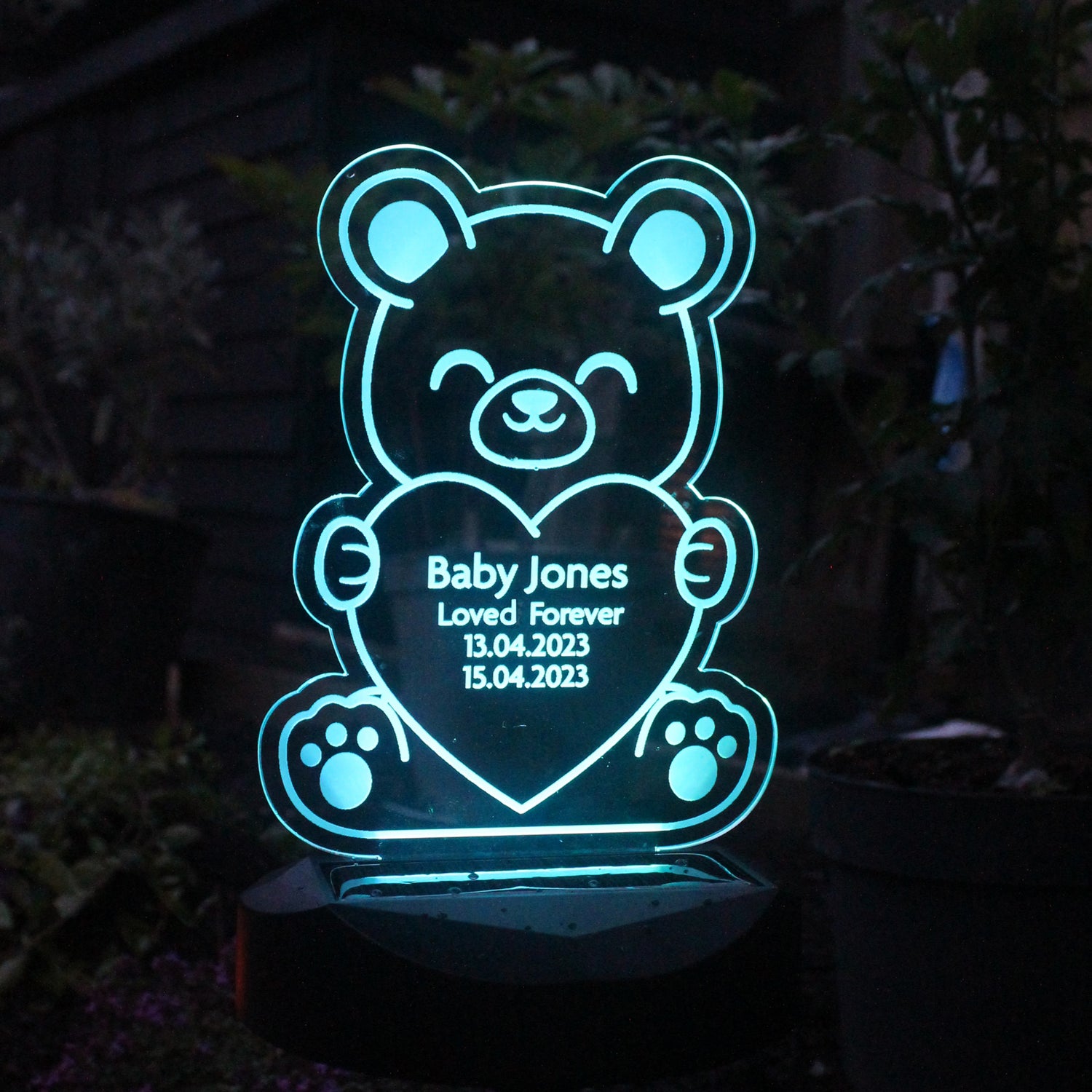 Personalised Bear Memorial Outdoor Solar Light - gift & personalise