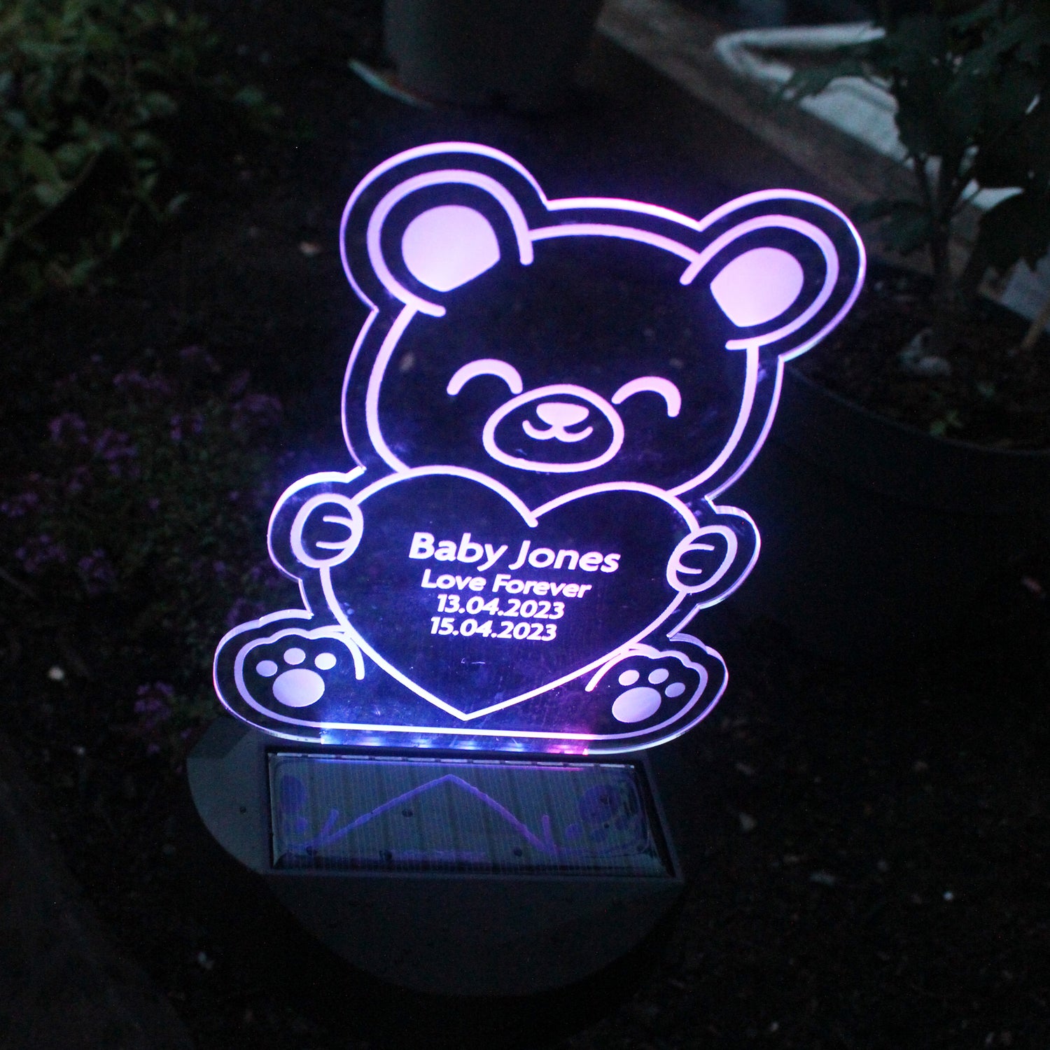 Personalised Bear Memorial Outdoor Solar Light - gift & personalise