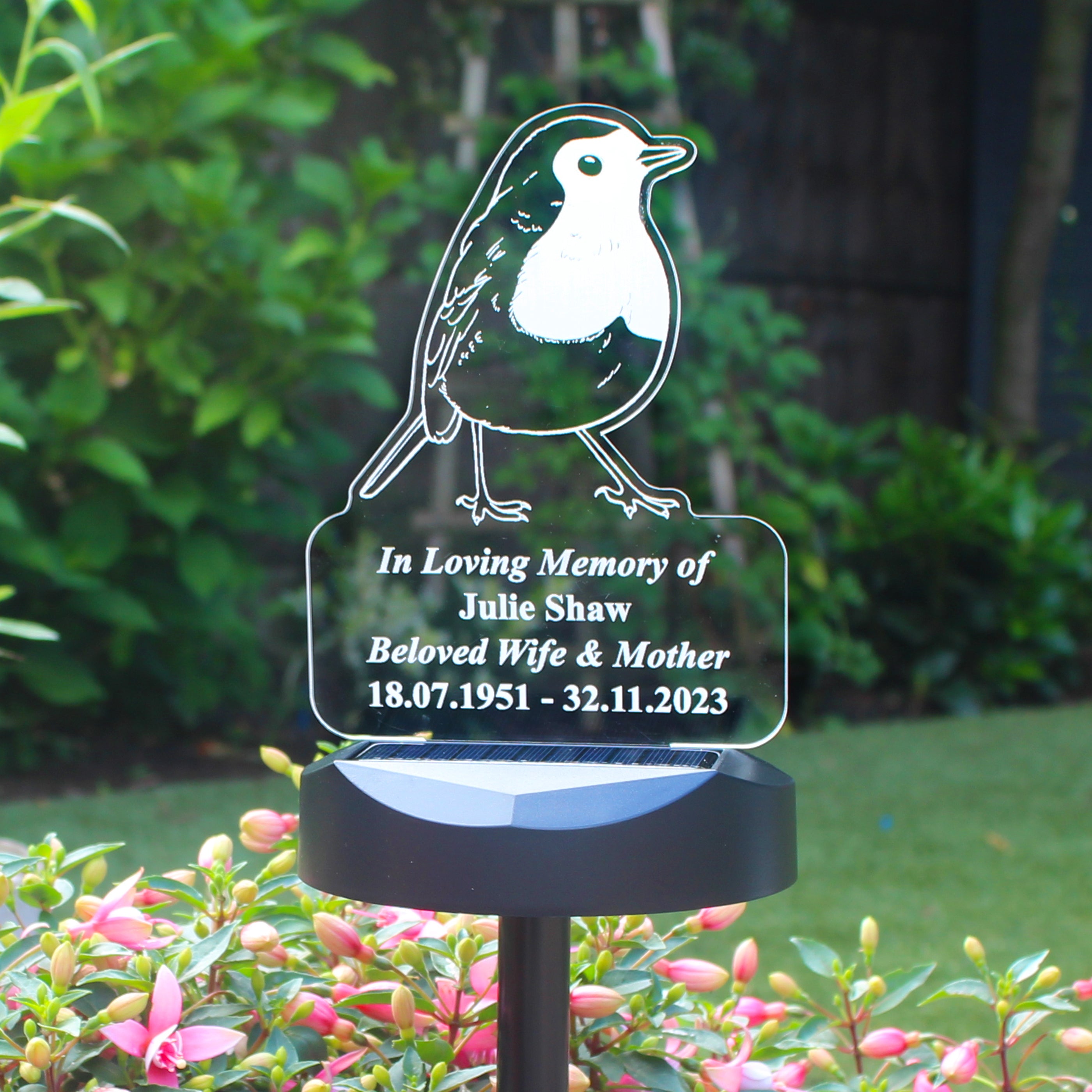 Personalised Robin Memorial Outdoor Solar Light - gift & personalise