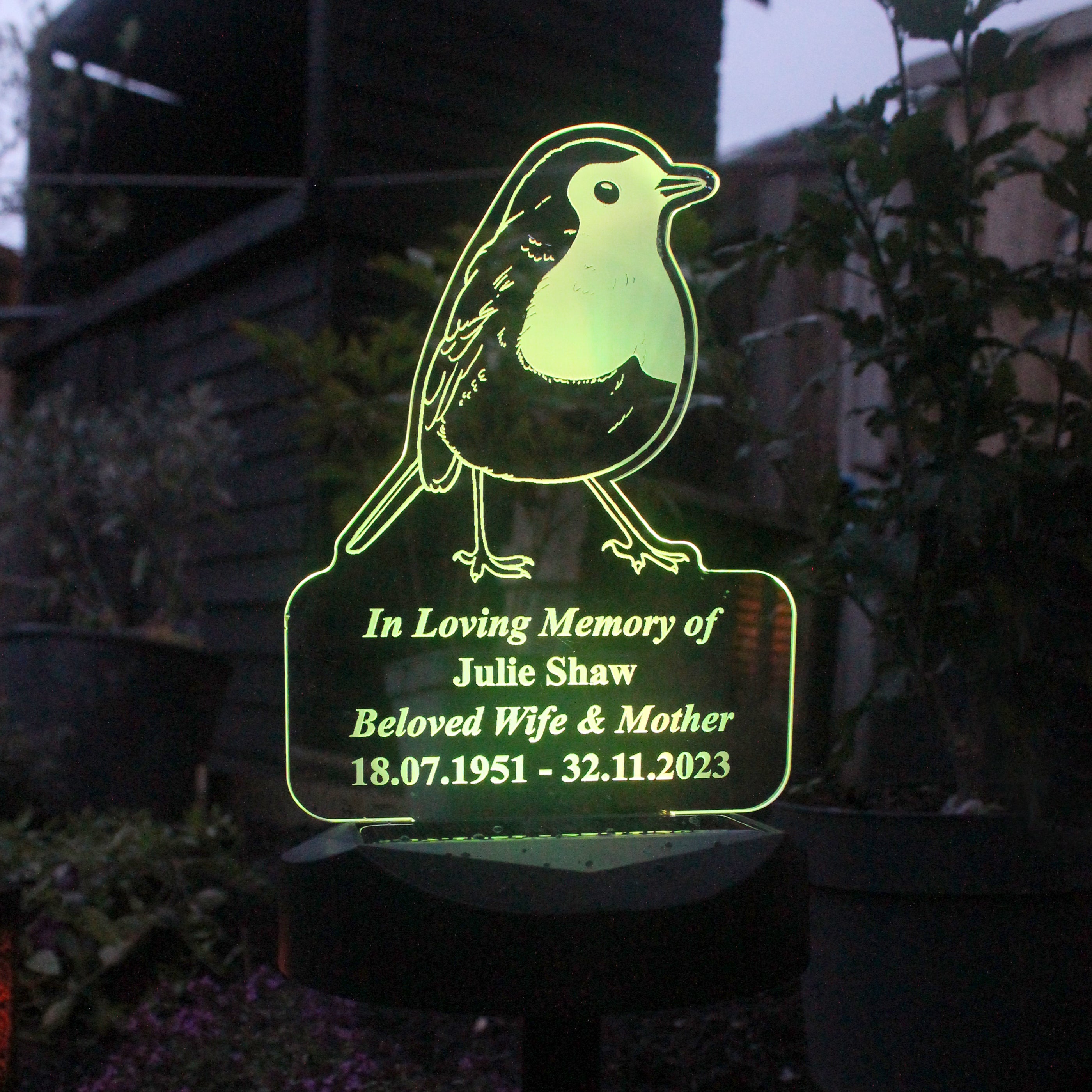 Personalised Robin Memorial Outdoor Solar Light - gift & personalise