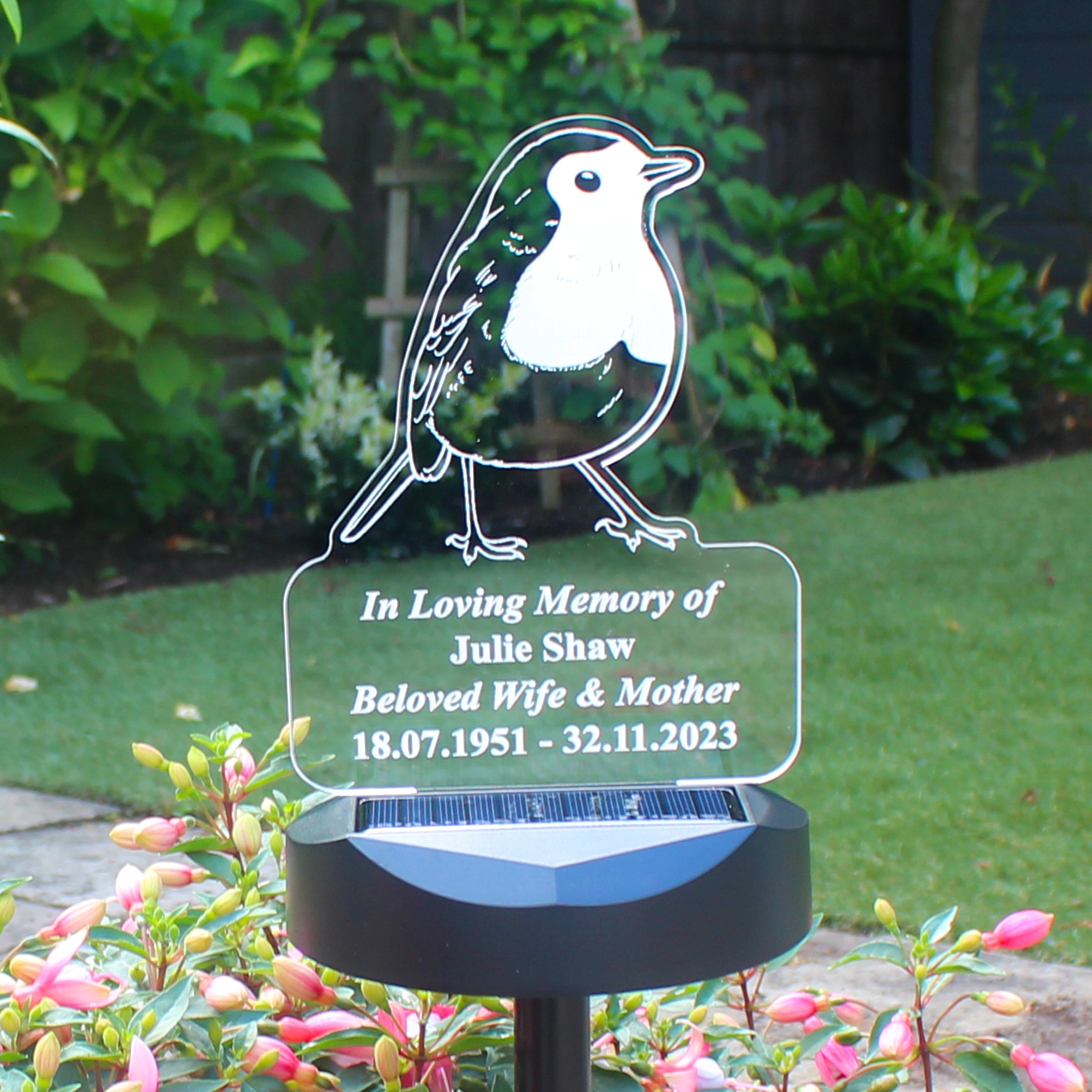 Personalised Robin Memorial Outdoor Solar Light - gift & personalise