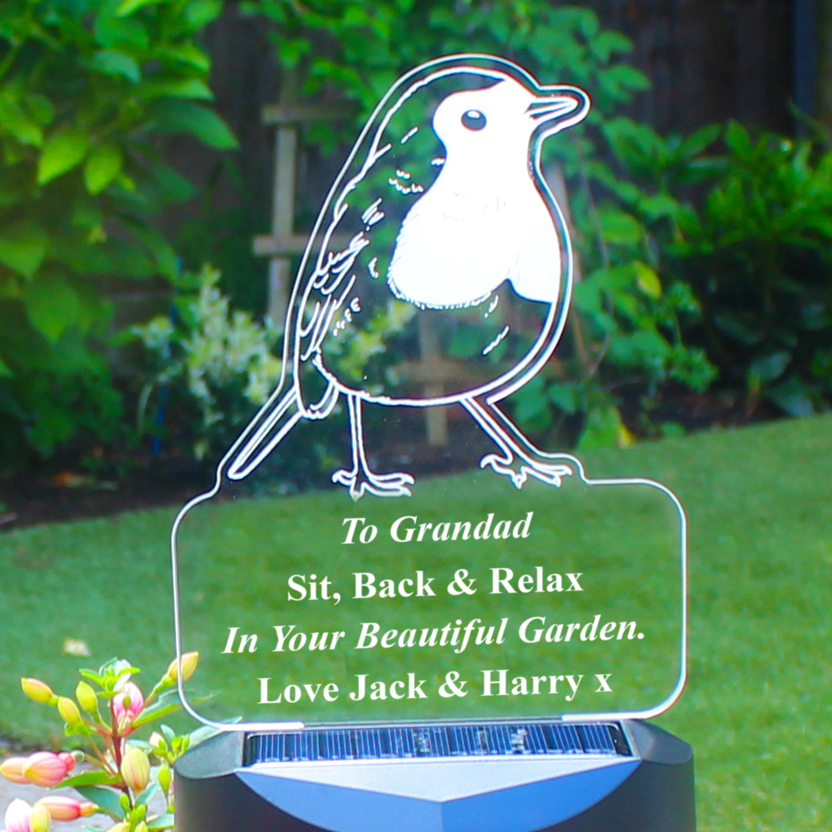 Personalised Robin Memorial Outdoor Solar Light - gift & personalise