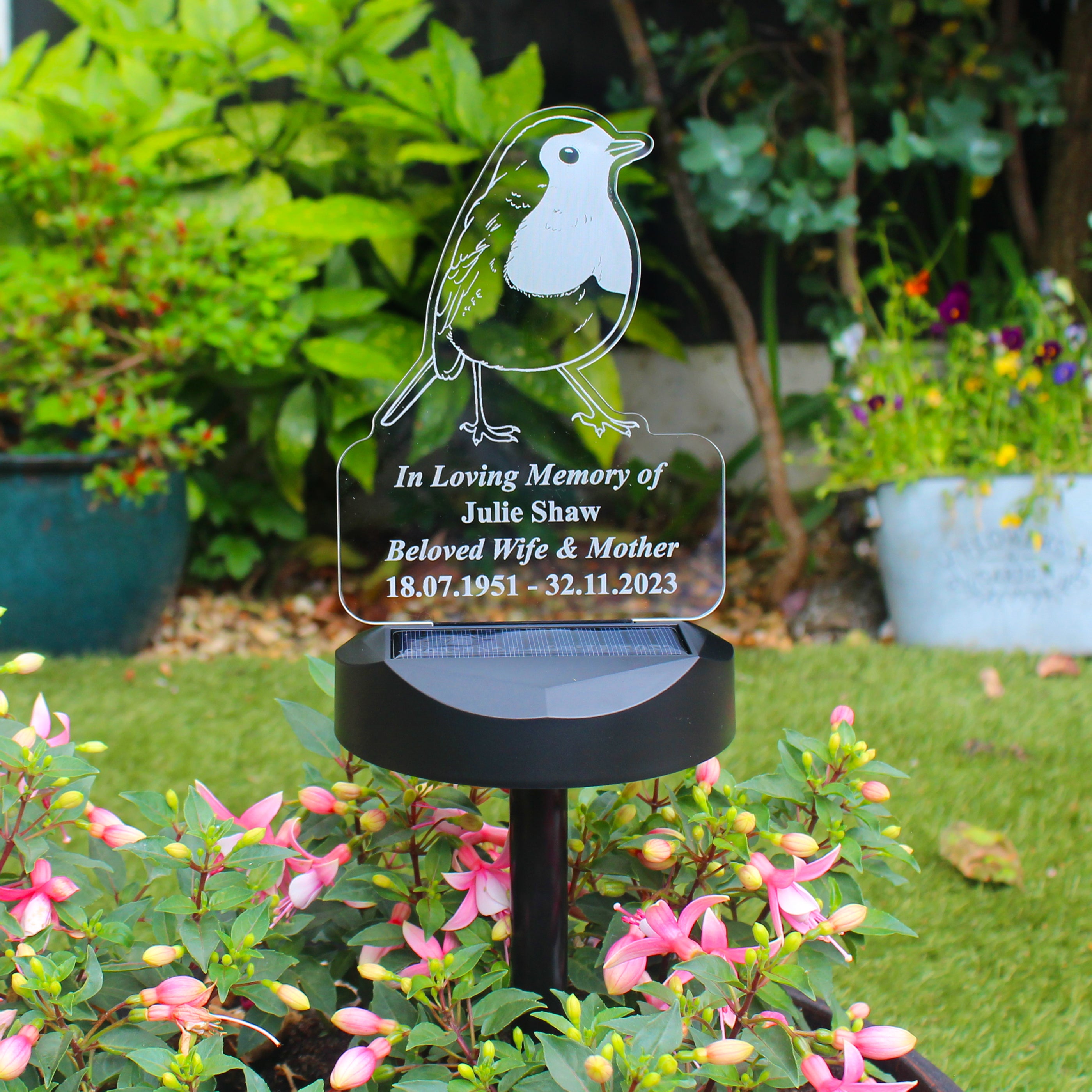 Personalised Robin Memorial Outdoor Solar Light - gift & personalise