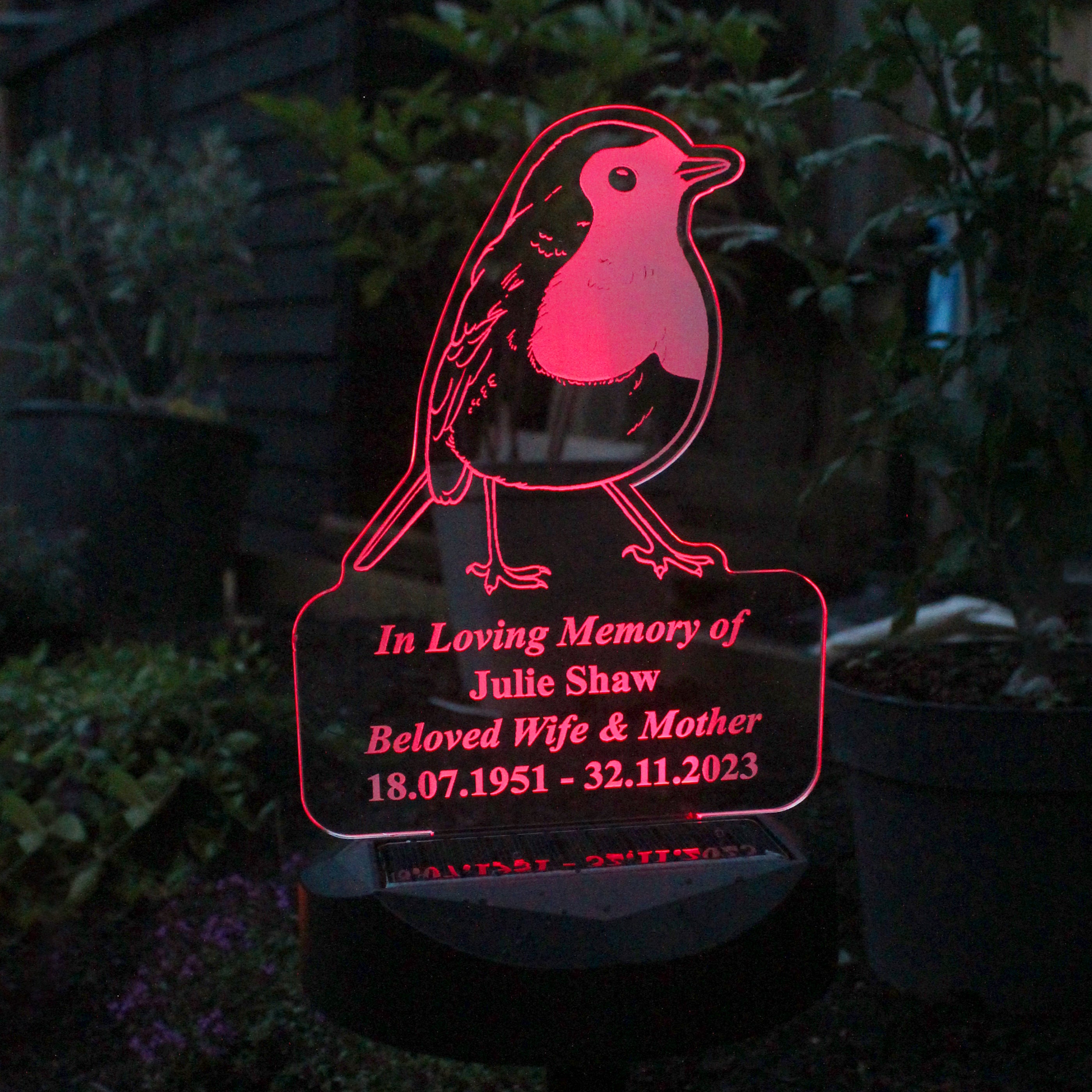 Personalised Robin Memorial Outdoor Solar Light - gift & personalise