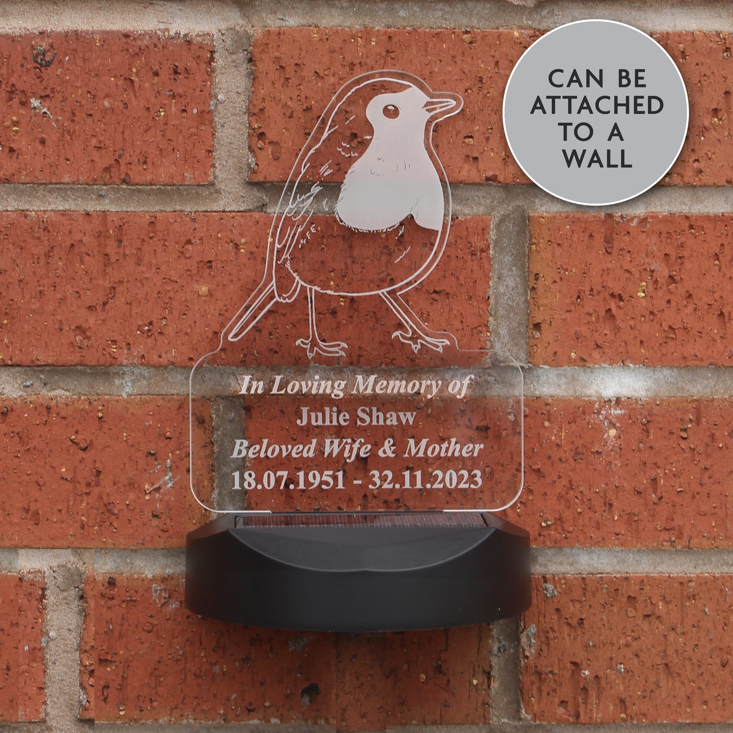 Personalised Robin Memorial Outdoor Solar Light - gift & personalise