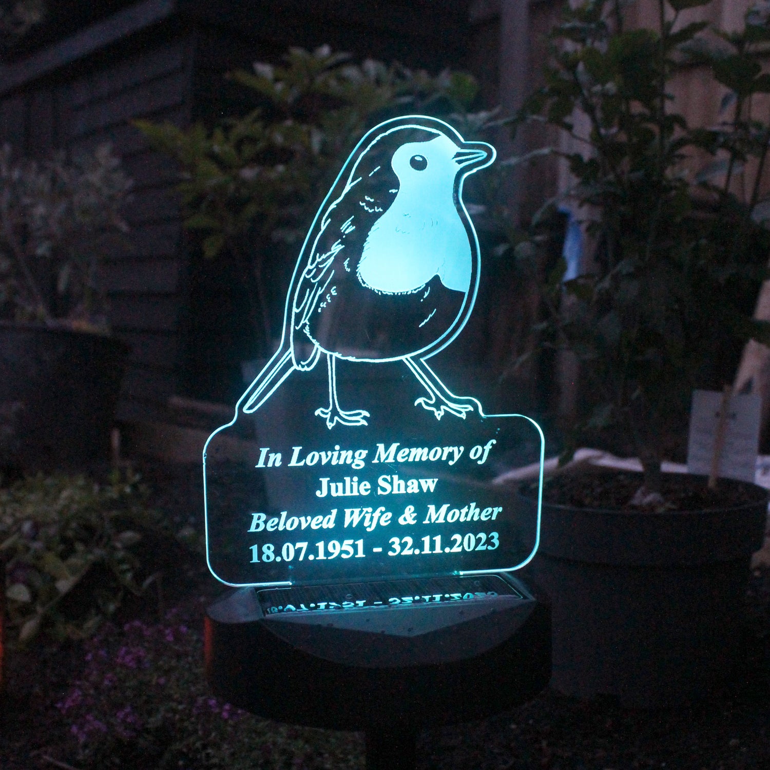 Personalised Robin Memorial Outdoor Solar Light - gift & personalise