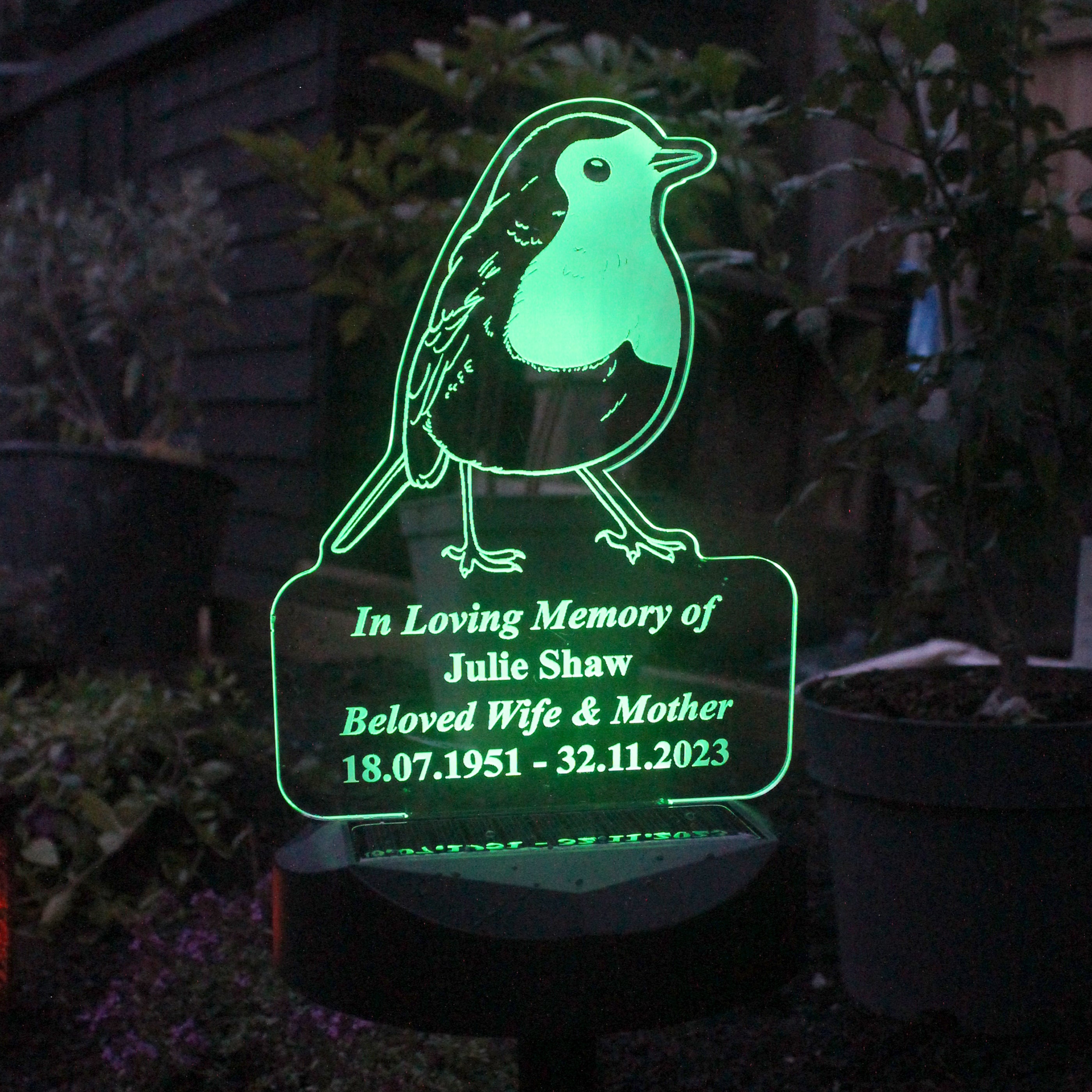 Personalised Robin Memorial Outdoor Solar Light - gift & personalise