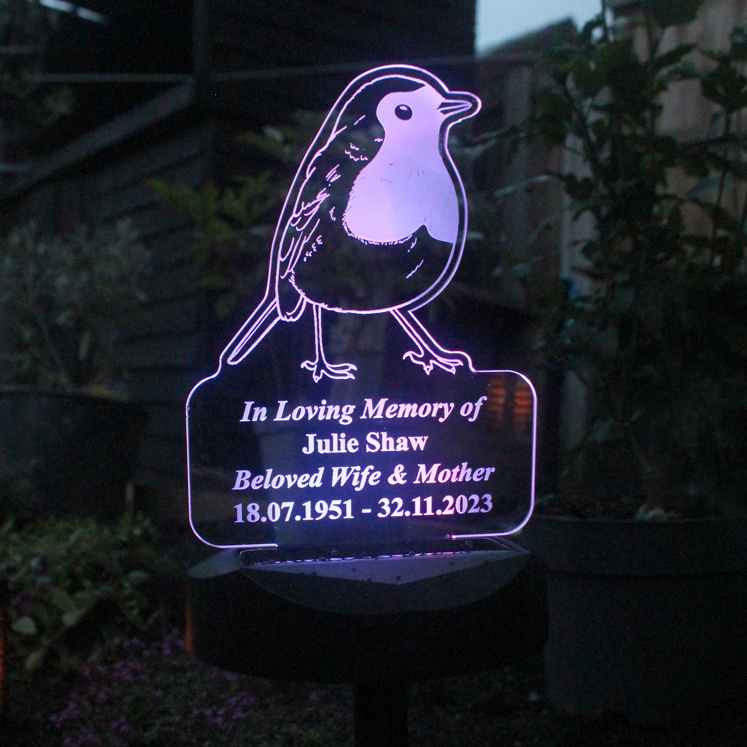 Personalised Robin Memorial Outdoor Solar Light - gift & personalise