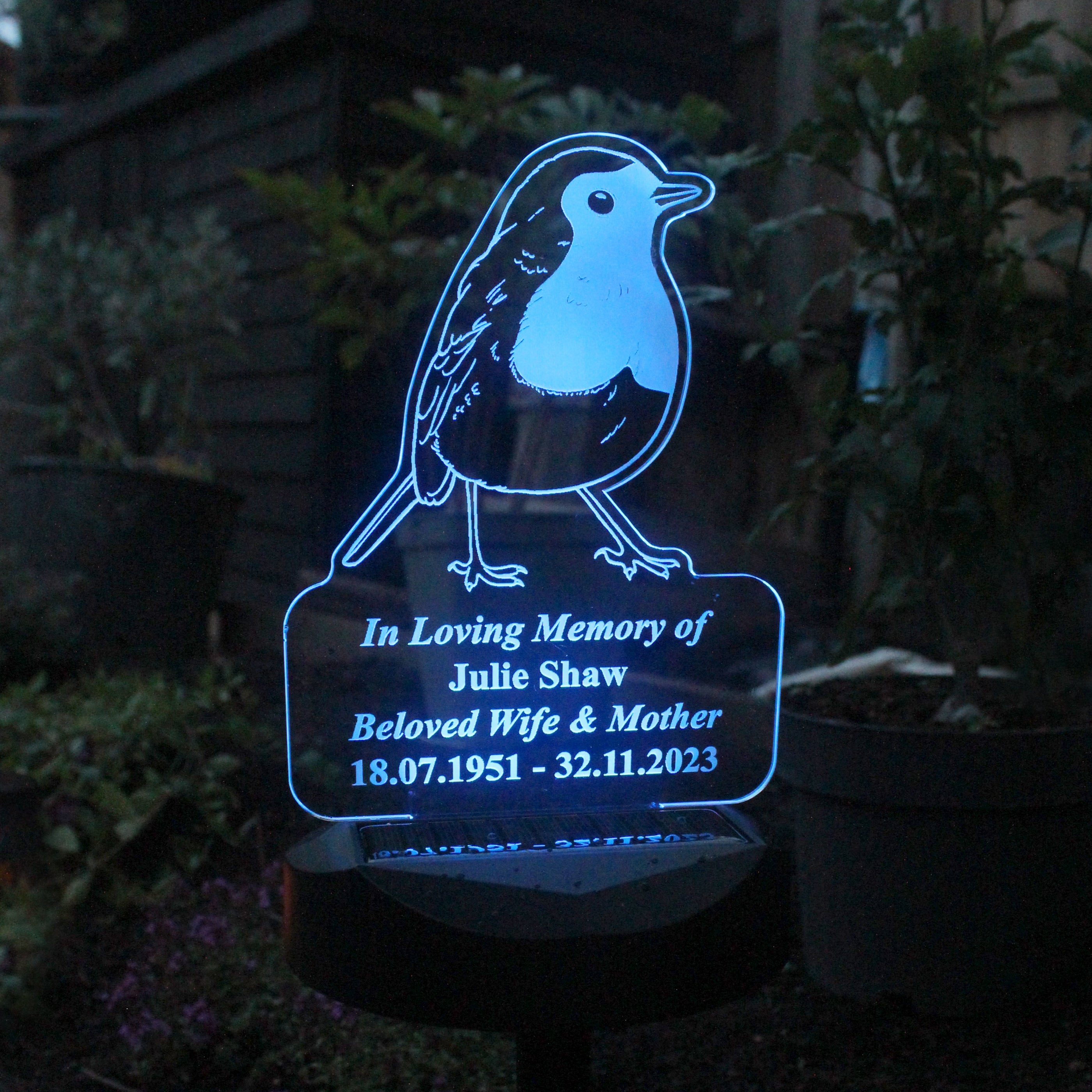 Personalised Robin Memorial Outdoor Solar Light - gift & personalise