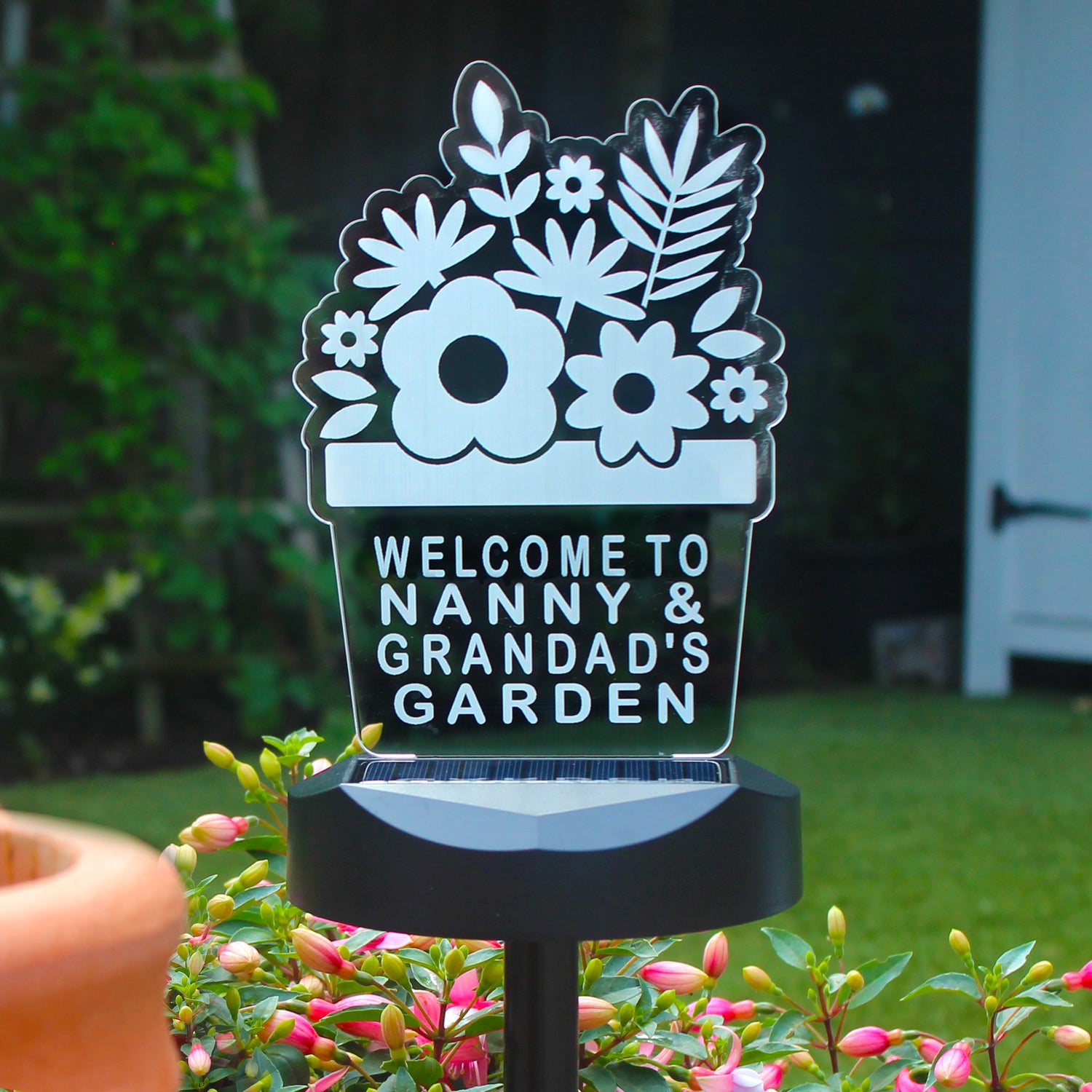 Personalised Plant Pot Outdoor Solar Light - gift & personalise