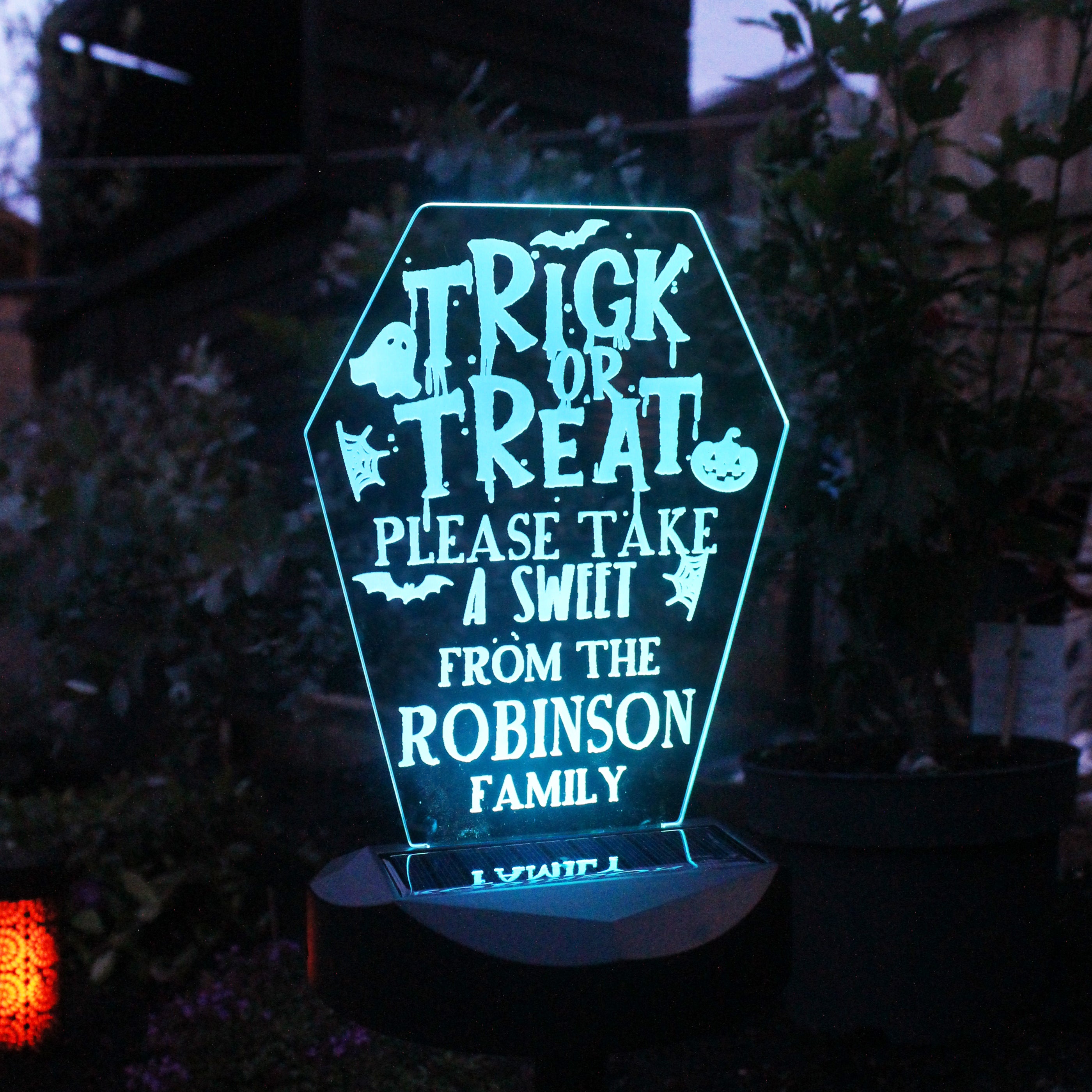 Personalised Trick or Treat Halloween Solar Light - gift & personalise