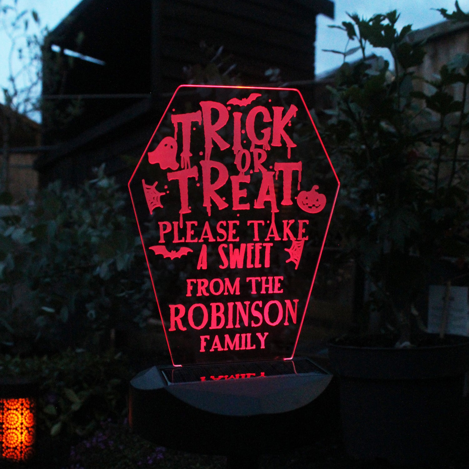 Personalised Trick or Treat Halloween Solar Light - gift & personalise