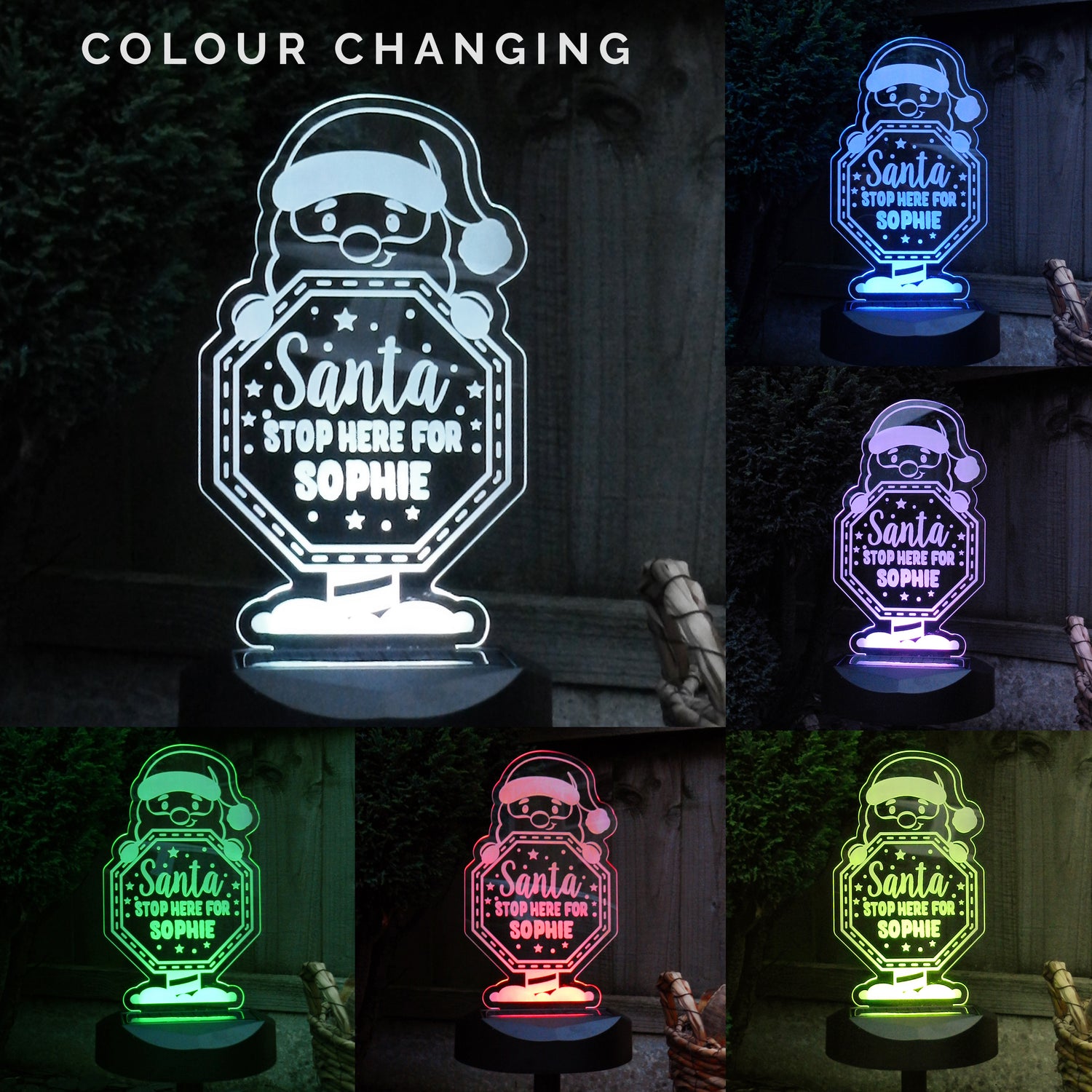 Personalised Santa Stop Here Sign Outdoor Solar Light - gift & personalise