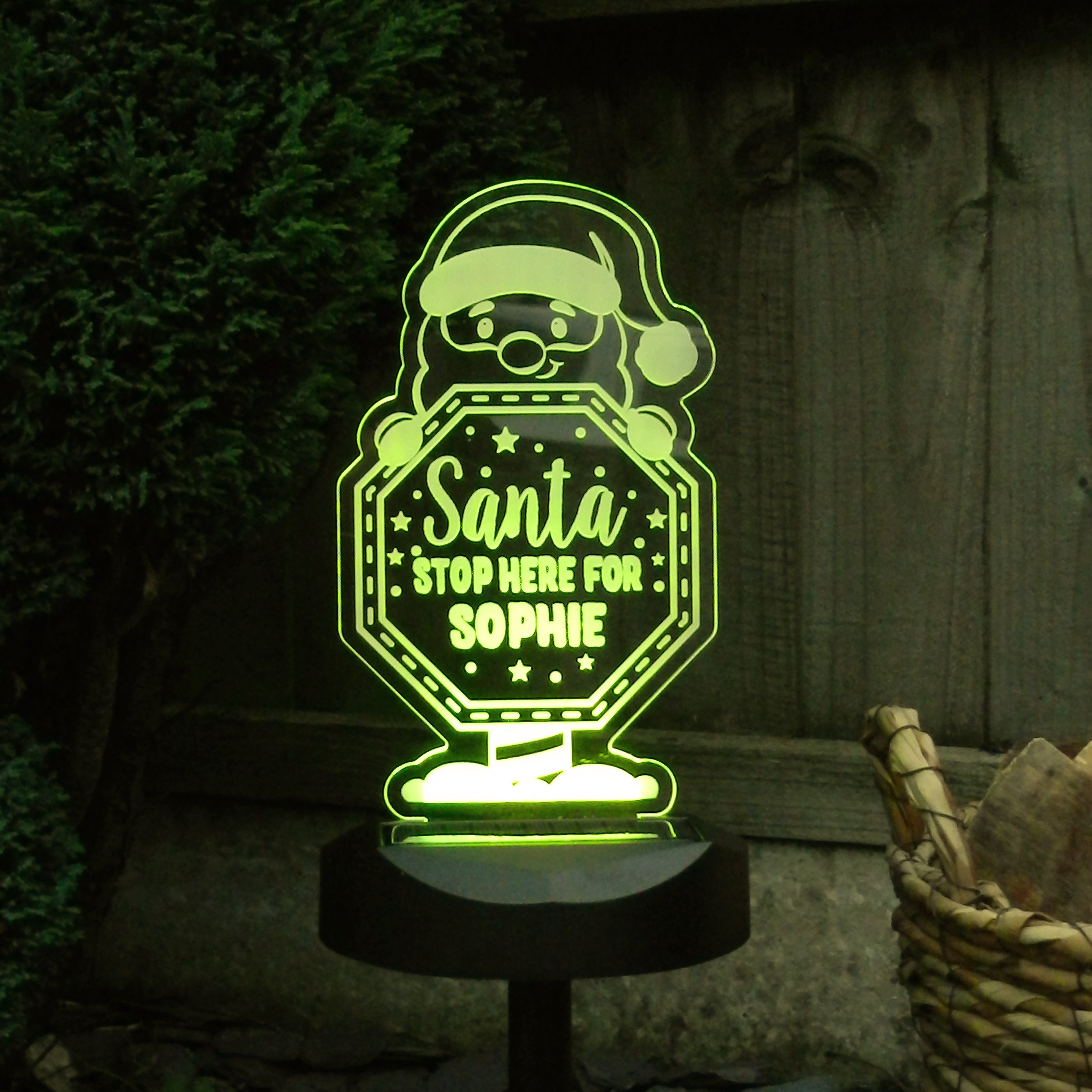 Personalised Santa Stop Here Sign Outdoor Solar Light - gift & personalise