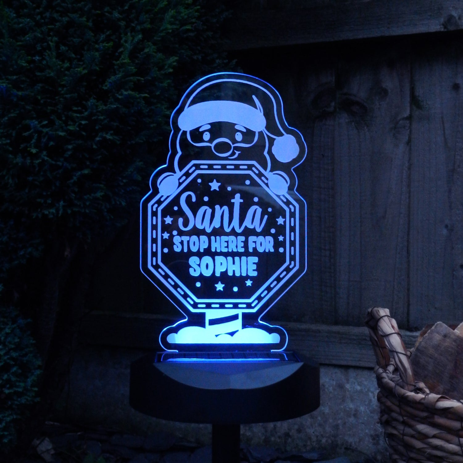 Personalised Santa Stop Here Sign Outdoor Solar Light - gift & personalise