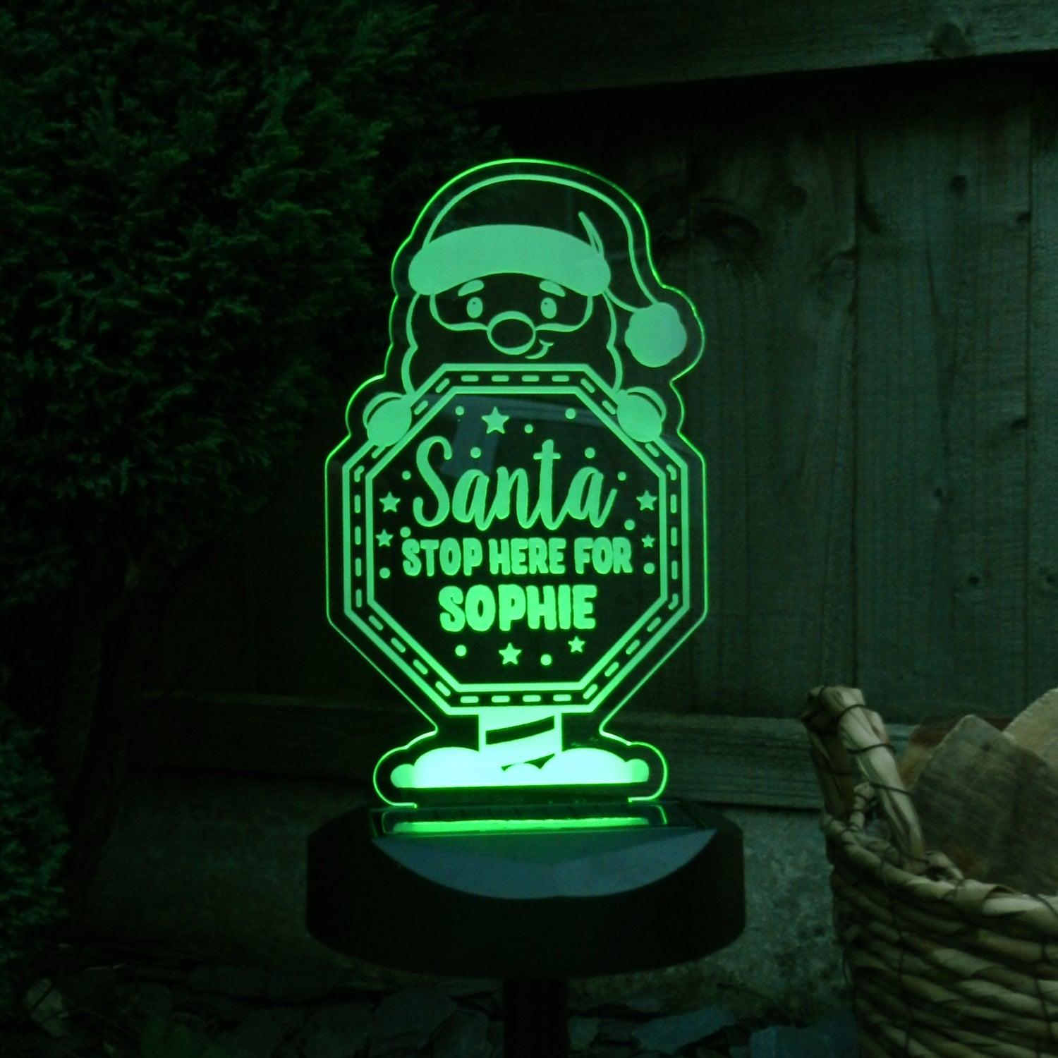 Personalised Santa Stop Here Sign Outdoor Solar Light - gift & personalise