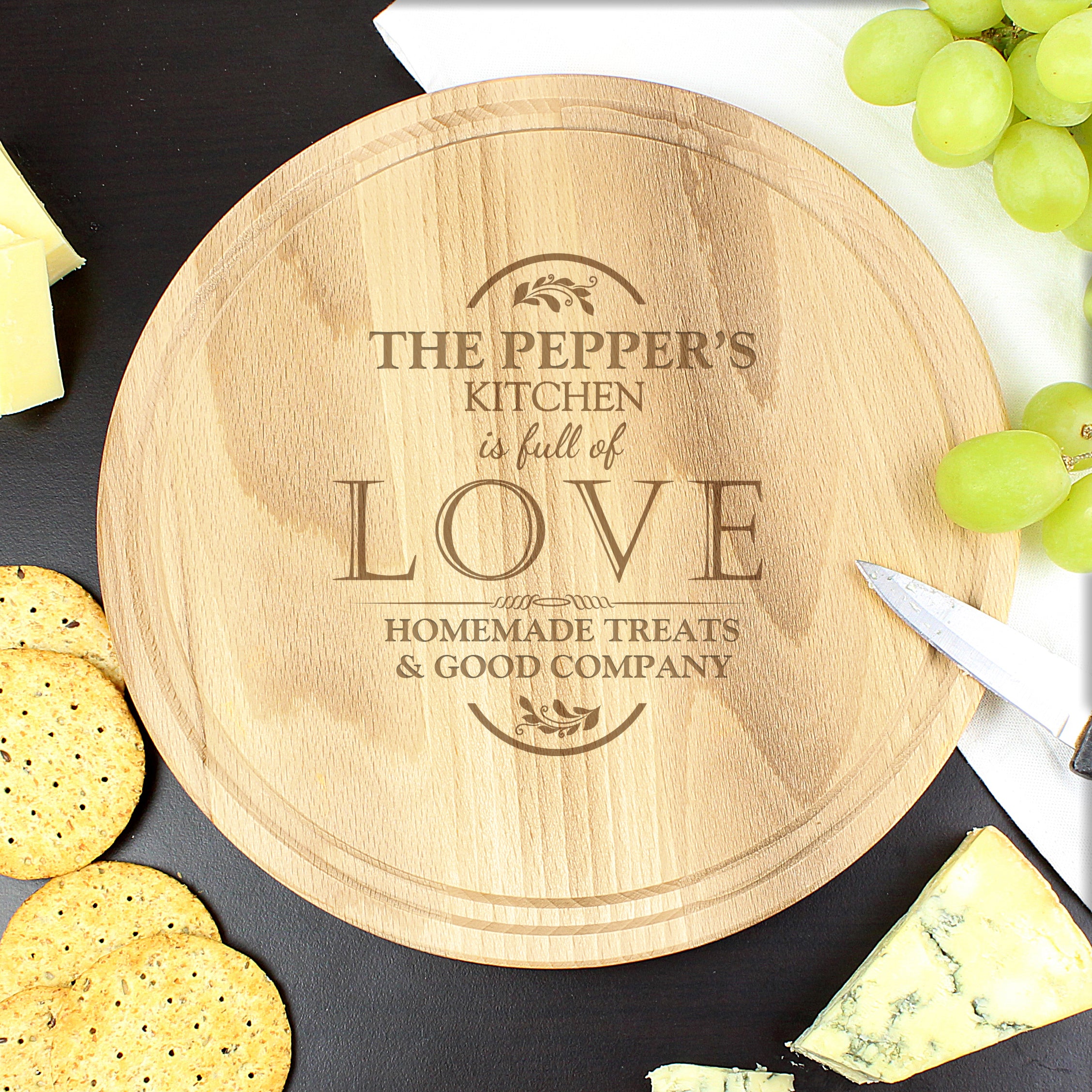 Personalised Full of Love Large Round Chopping Board - gift & personalise