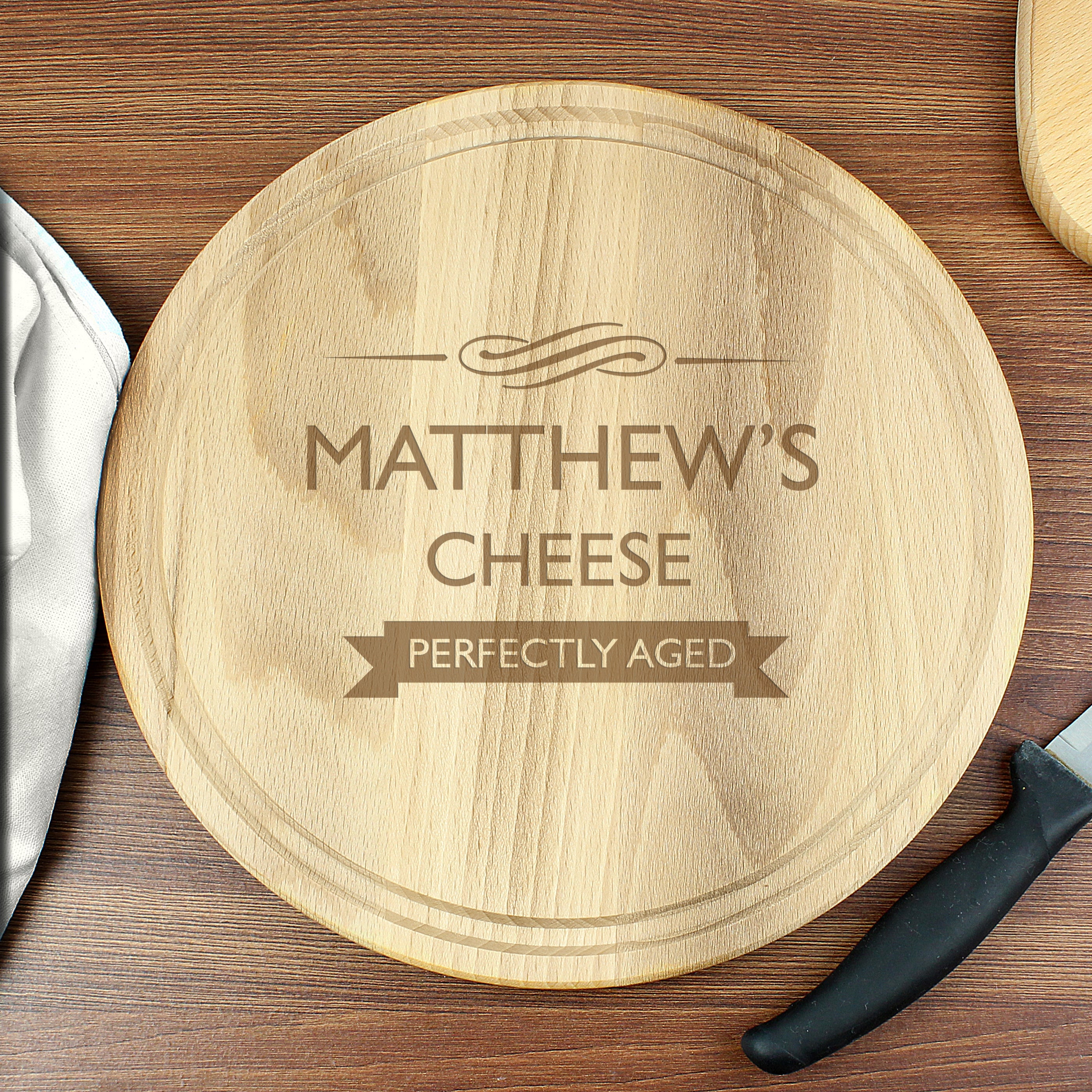 Personalised Perfectly Aged Round Chopping Board - gift & personalise