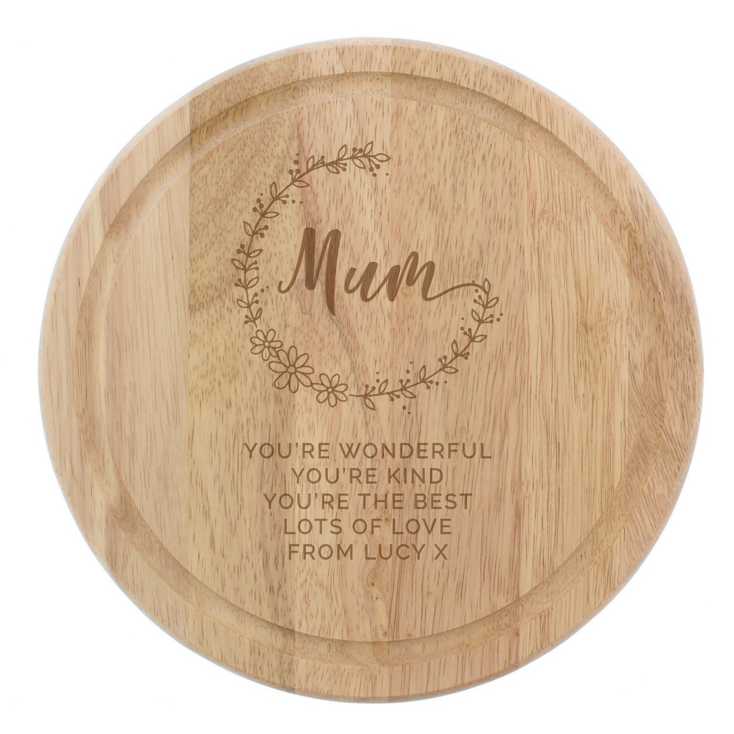 Personalised Mum Round Wooden Chopping Heart - gift & personalise