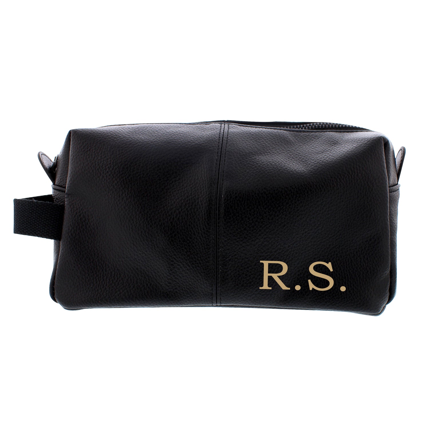 Personalised Luxury Initials Black leatherette Wash Bag - gift & personalise