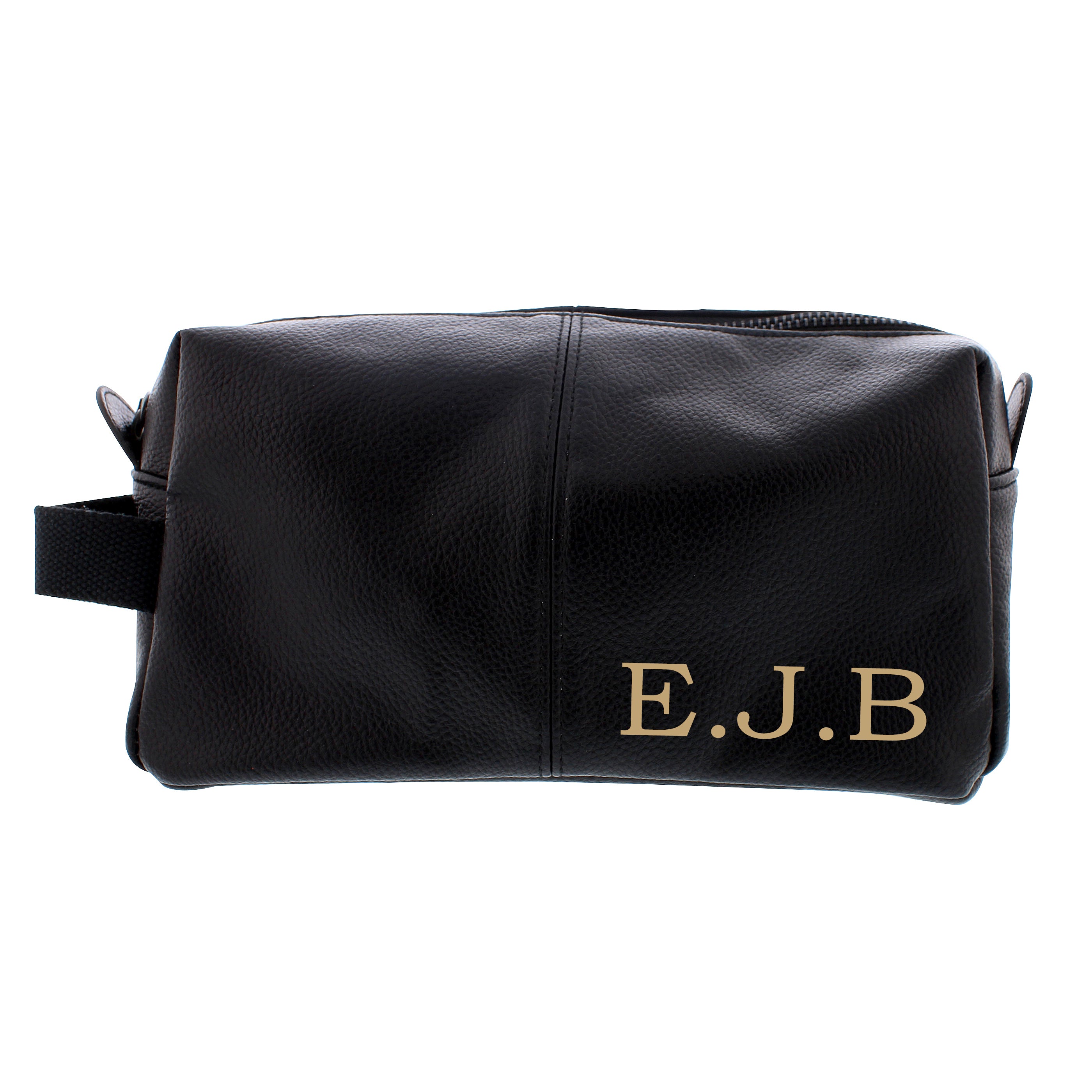 Personalised Luxury Initials Black leatherette Wash Bag - gift & personalise